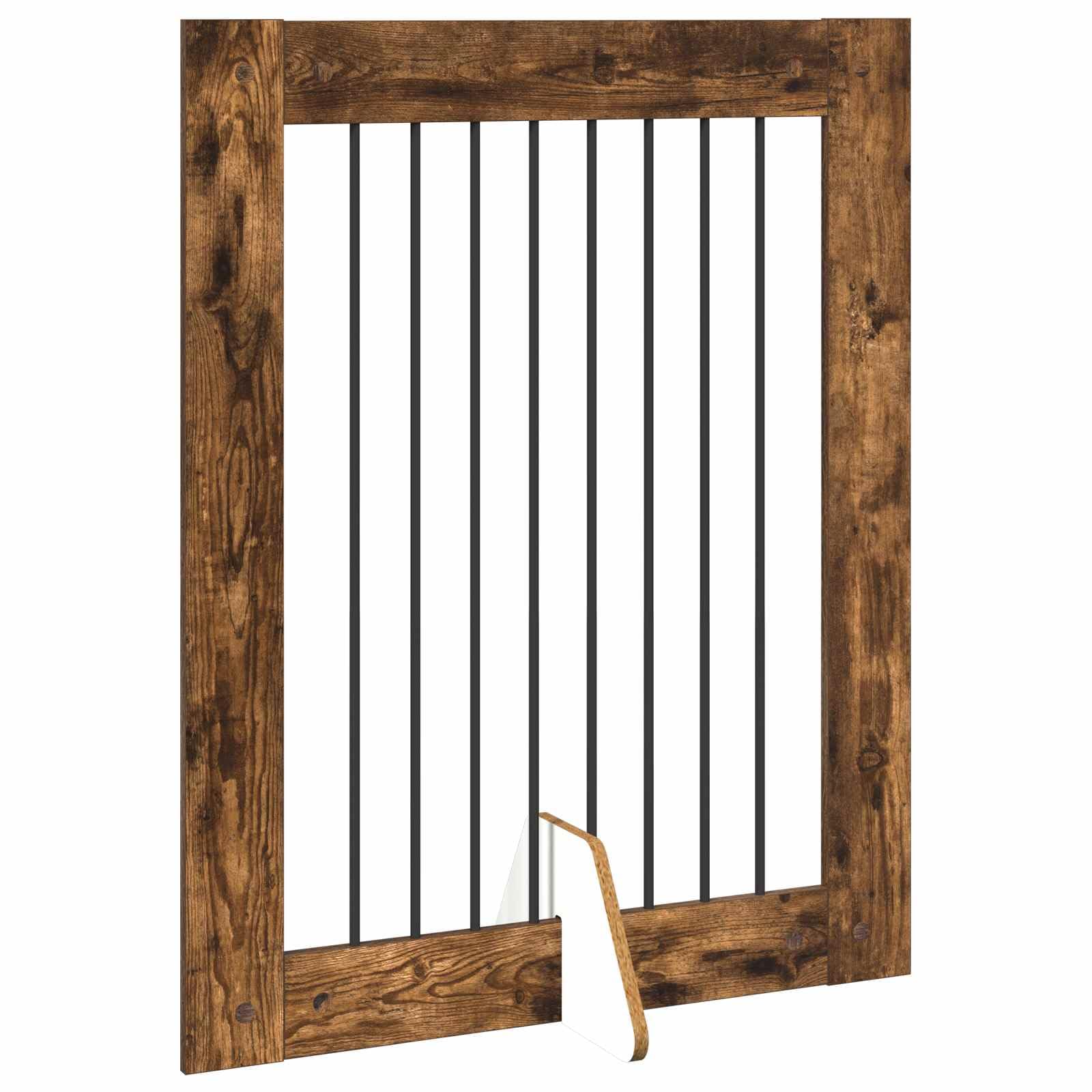 Portería plegable para perros con soporte de metal, 2 unidades, roble ahumado, 80 x 100 cm, perrera plegable y caño para interior y exterior, parque seguro para cachorros y perros