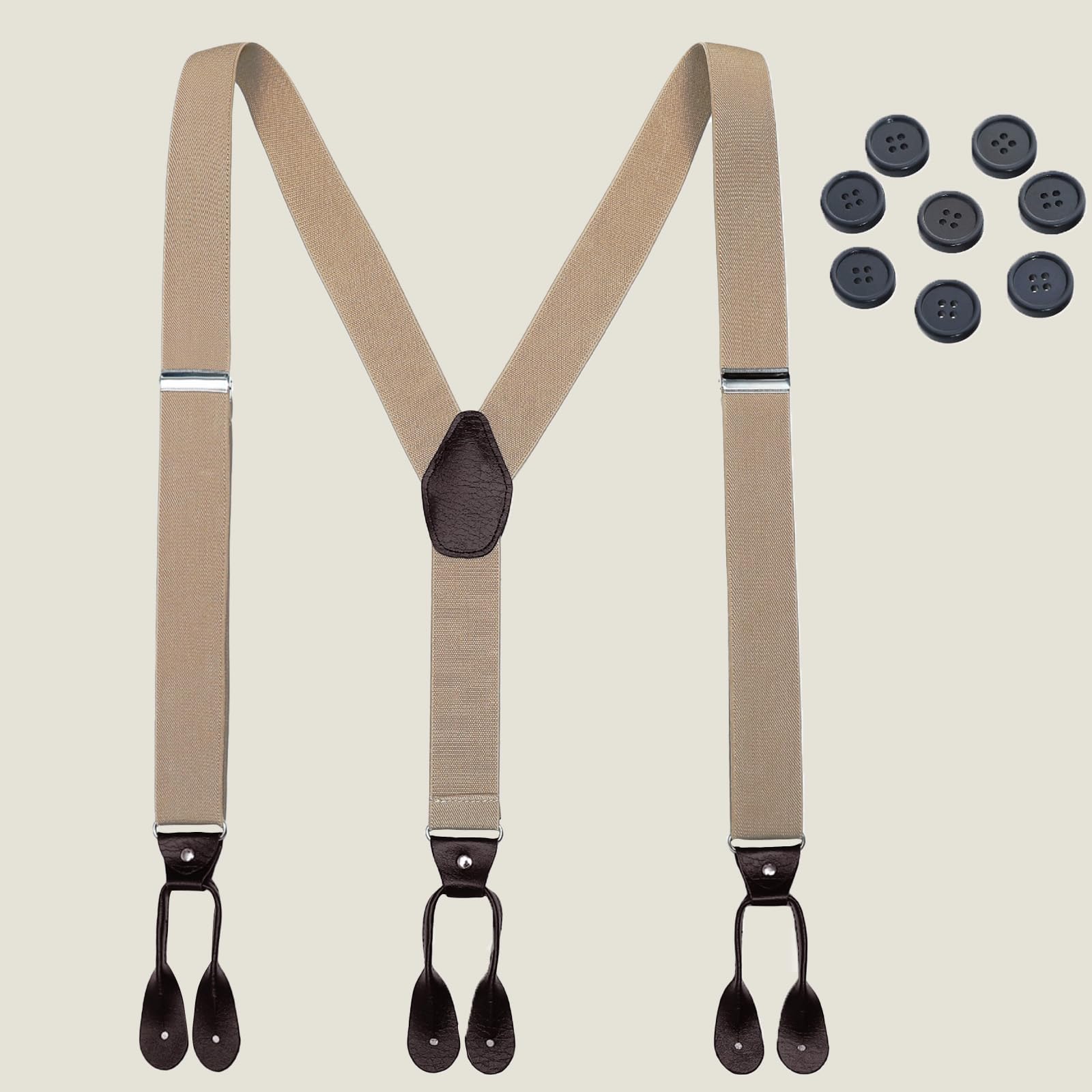 1.4 In Button Suspenders for Men - Elastic Adjustable Suspenders for Men Dress Pants Jeans
