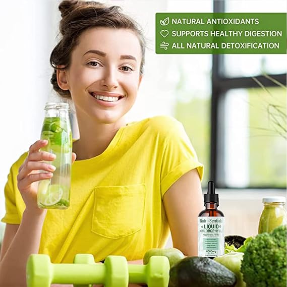 Liquid Chlorophyll Drops for Water 6000mg High Strength, Peppermint Flavour Chlorophyll Drink, Natural Detox & Cleanse, Energy Booster, Antioxidant Support, 60ml 60 Servings Vegan Supplement