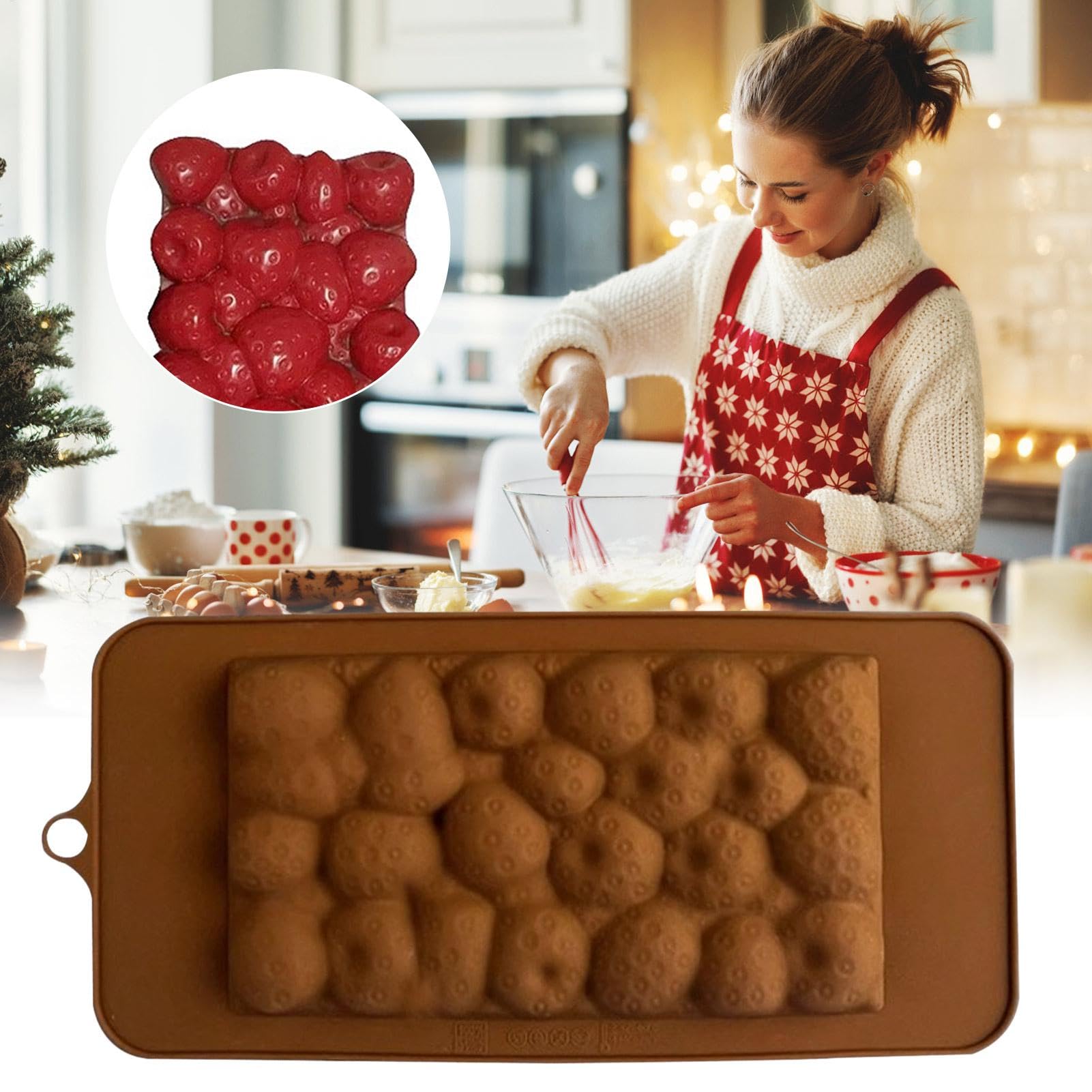Stampo in silicone con forma di fragola per cioccolatini Silicone Morbido | Stampo Fondente Silicone Per Cioccolatini, Gelatine E Budini