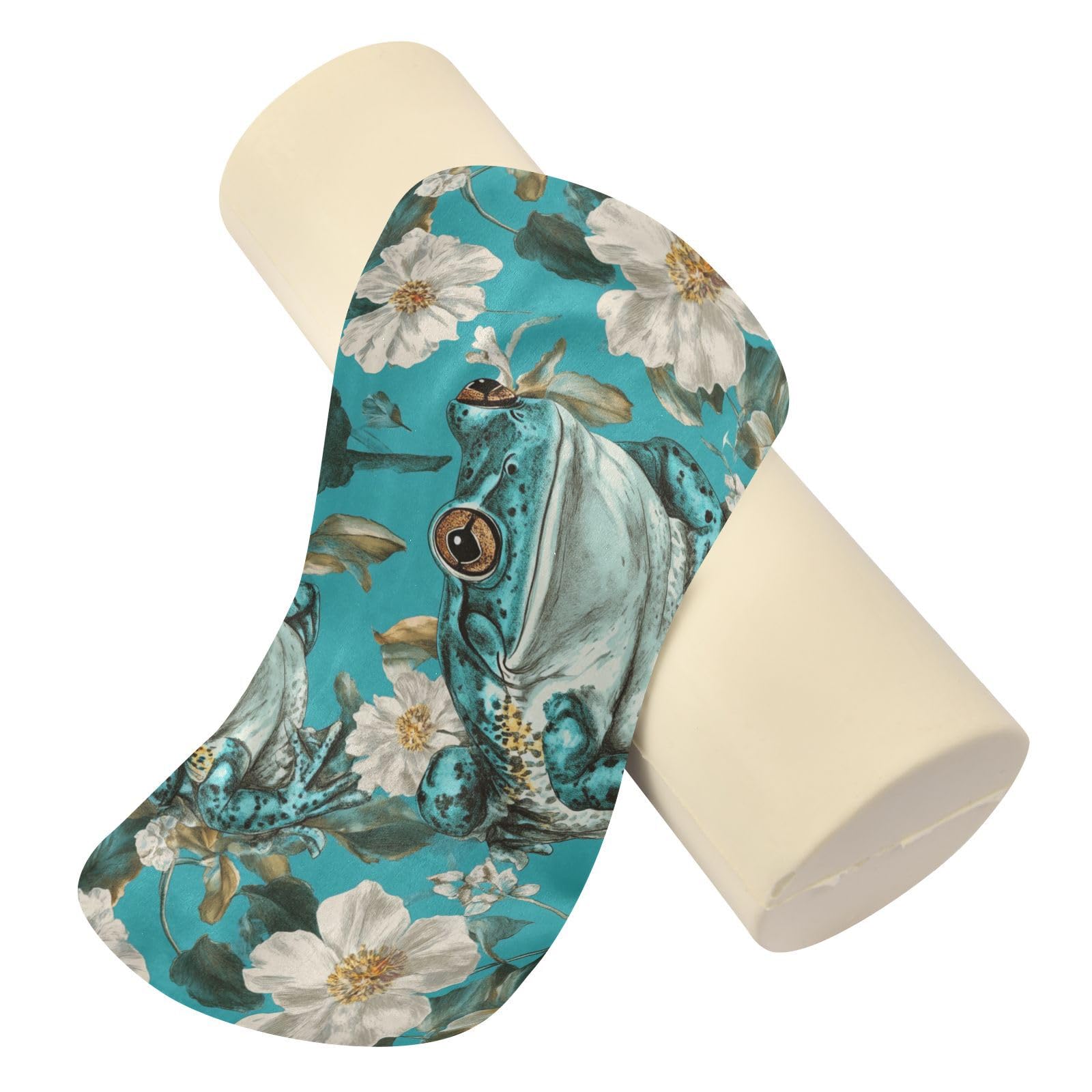 miaozhen Green Frog Cylinder Pillow Case Neck Roll Pillow Form almohada para cervicales y Cuello 5.5''x17''
