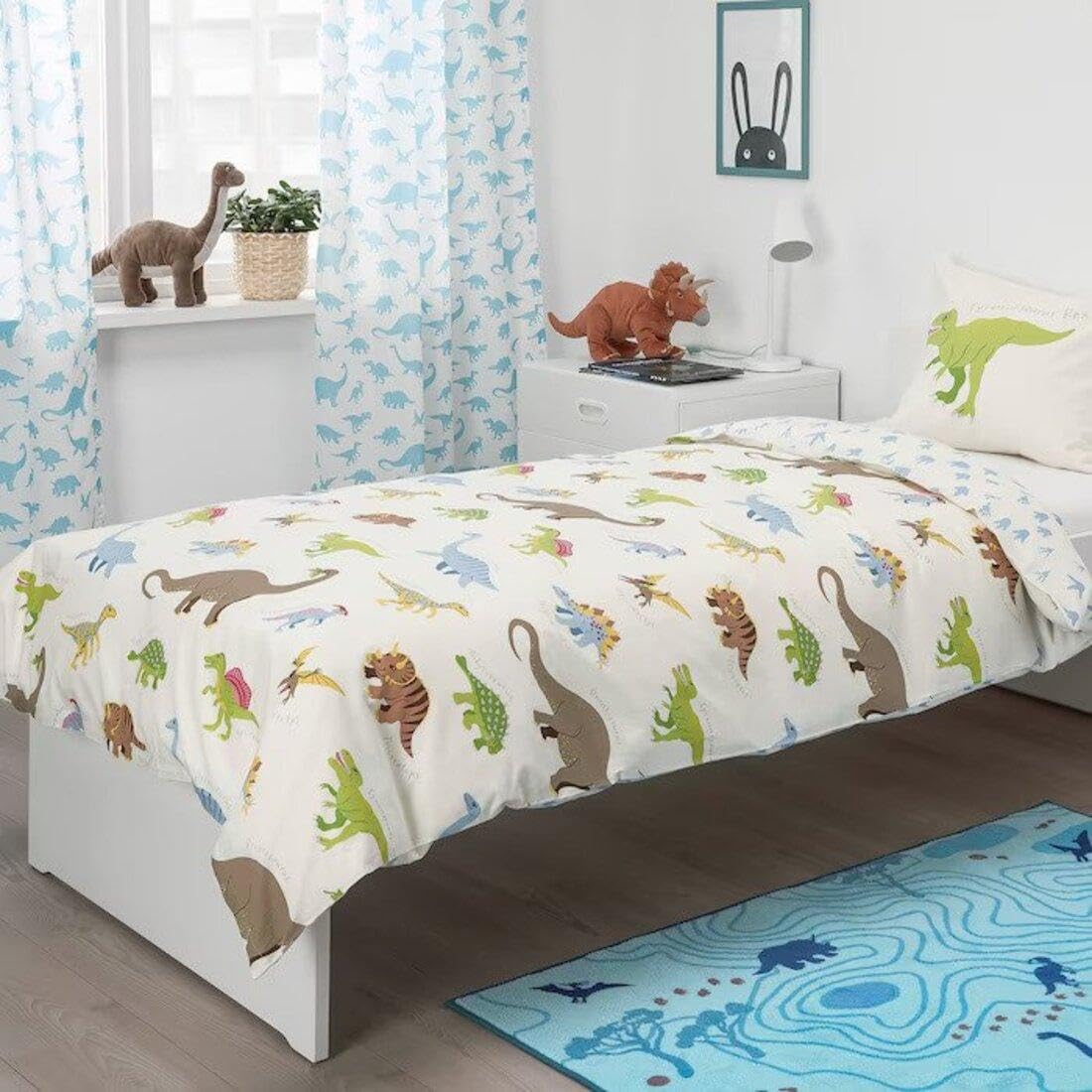 Ikea JÄTTELIK Duvet Cover and Pillowcase, Dinosaurs/White, 150x200/50x80 cm (59x79/20x32) 3