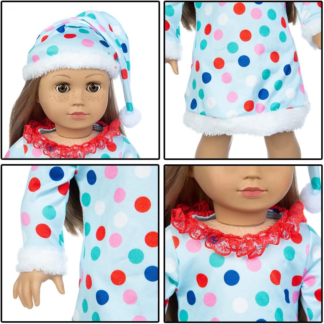 iBayda 2 Sets Doll Clothes Accessories Include 2 Dress 2 Hats 1 Scarf and One-Pair White Boots for 18 inch Dolls