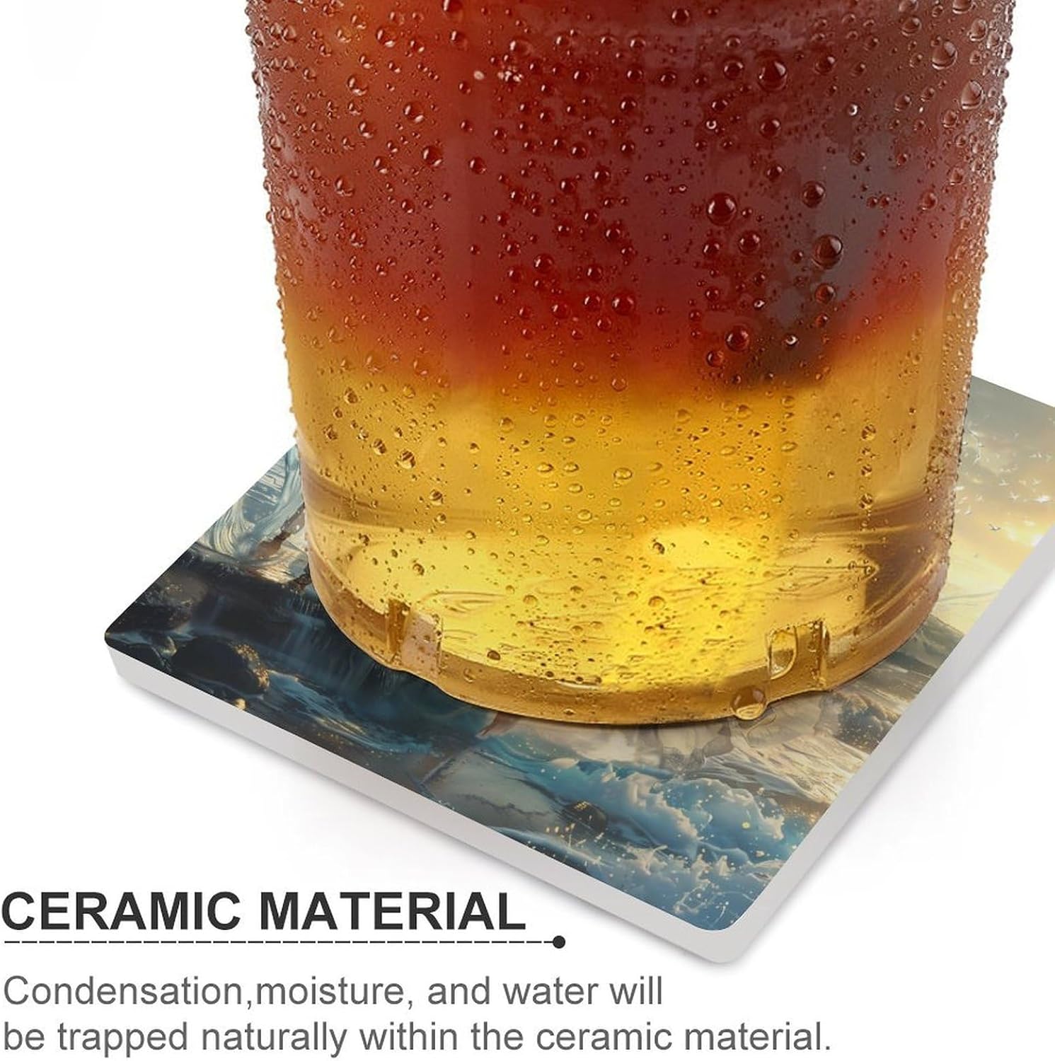 Piano Sea Coaster for Drinks Square Ceramic Table Coasters Stone Mat Crafts 6PCS Home Kitchen Decor