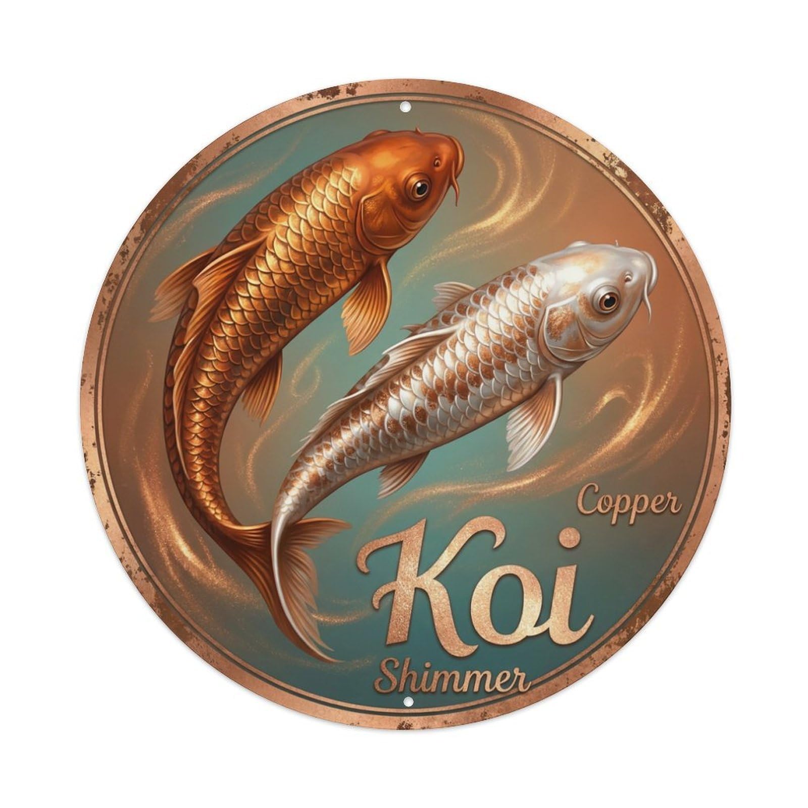Metal Tin Sign Koi Fish Bronze Feng Shui