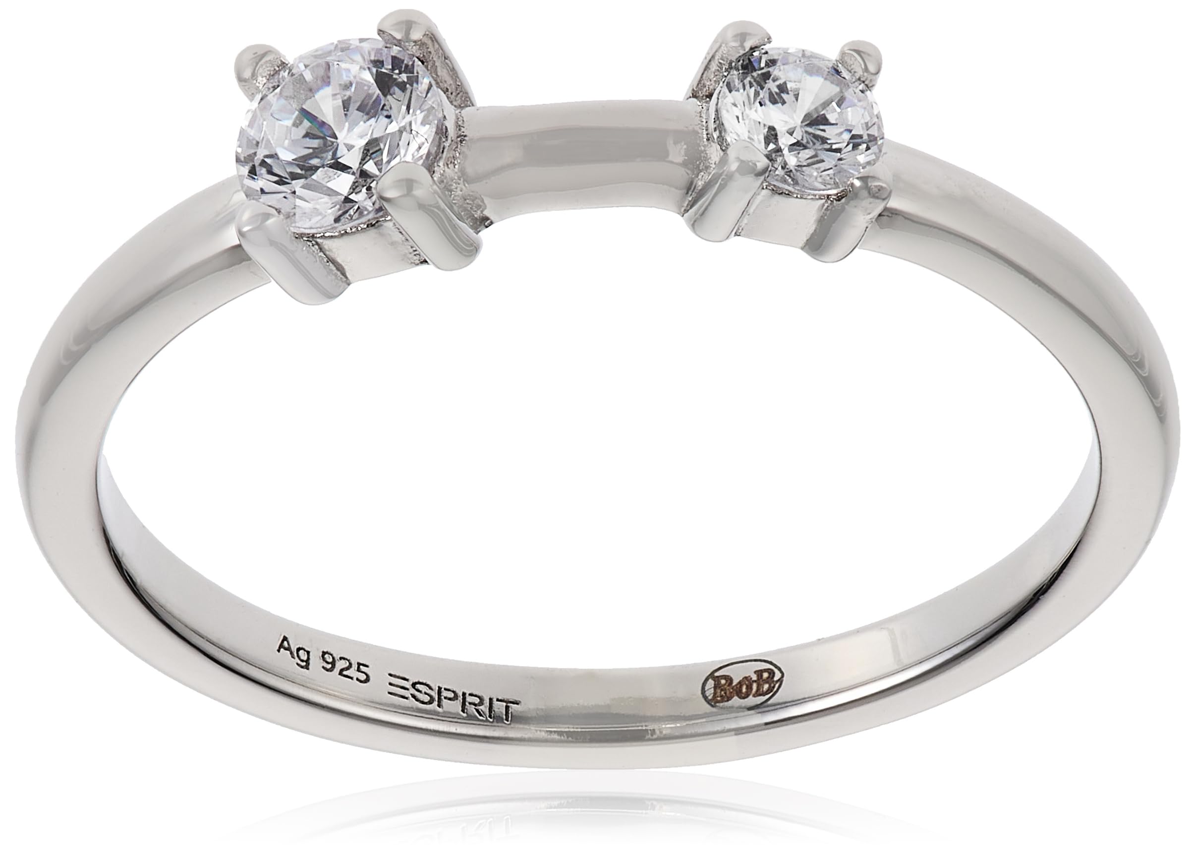 esrg01611116 silver tone ladies twin ring, metal, cubic zirconia