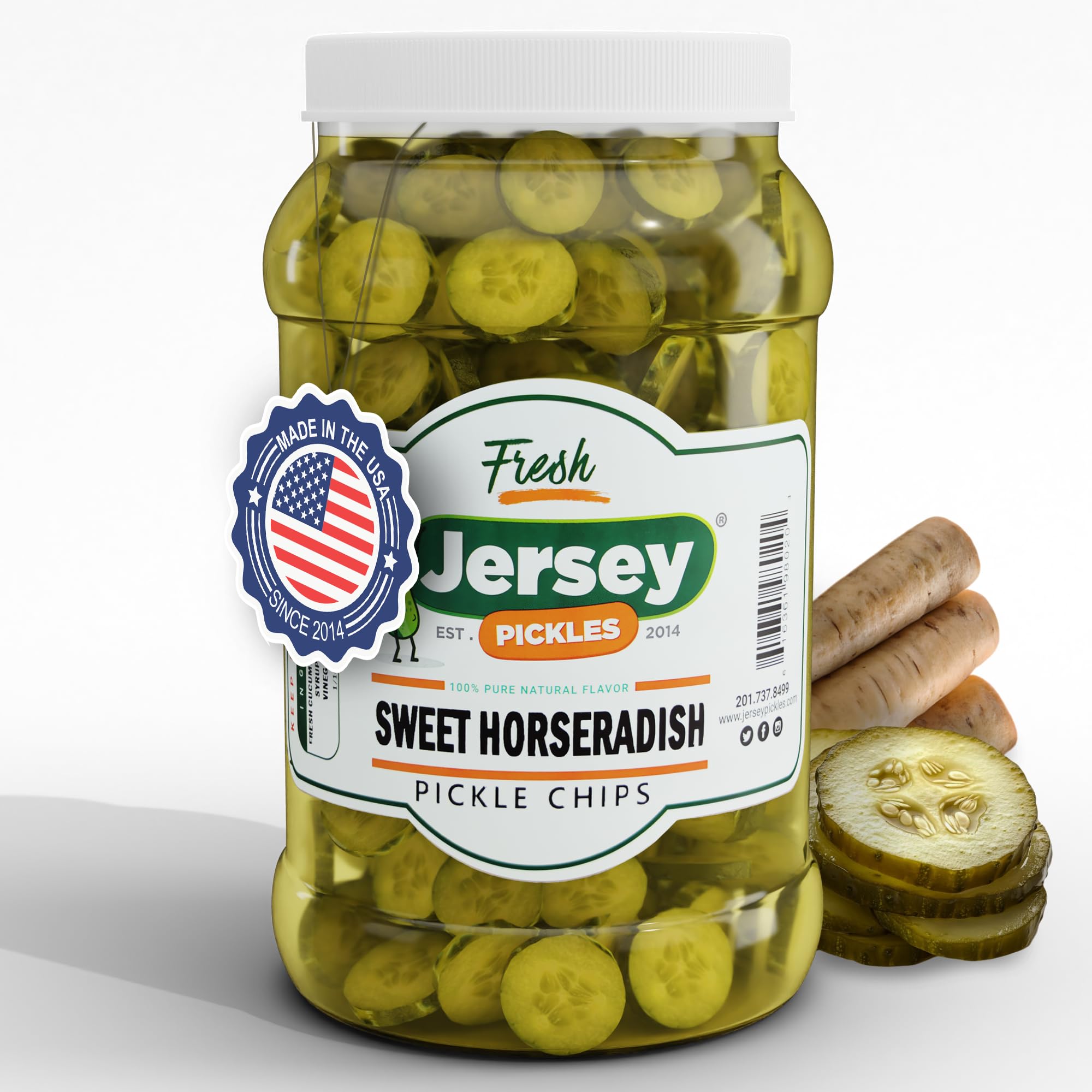 Jersey Pickles - Sweet Horseradish Chips (Gallon) - Fresh, Keto-Friendly, and Perfect for Snacks, Sandwiches, or Salads – The perfect Pickle Jars