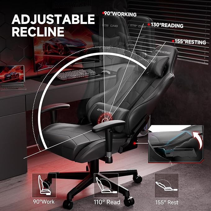 Silla Gamer Ergonomica Con Respaldo Reclinable, Altura Ajust miniatura 4