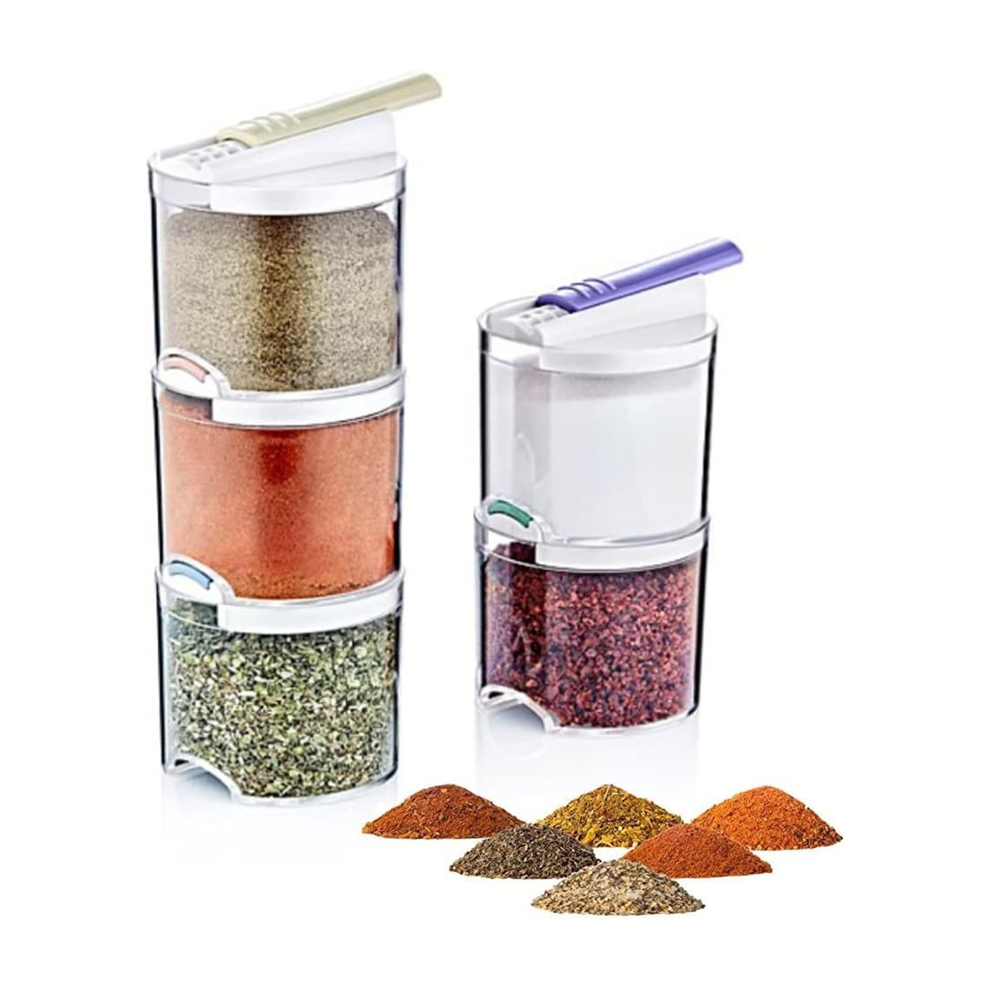 5 PCS Plastic Spice Jar with Airtight sliding caps Jam Pots Airtight Food Storage Bottle for Home Kitchen, Herbs, Seasoning Storage Bottles for Spice Rack, Cabinet, Drawer