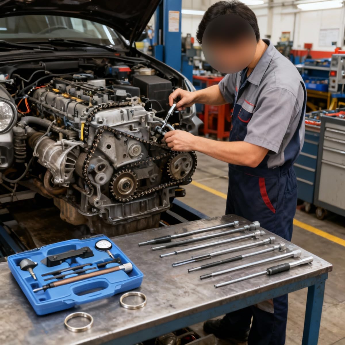 Set di Strumenti per La Messa in Fase della Catena del Motore, Supporto per Indicatore a Quadrante E Comparatore per VAG Audi VW Skoda Seat 1.2 1.4 1.6 TSI FSI