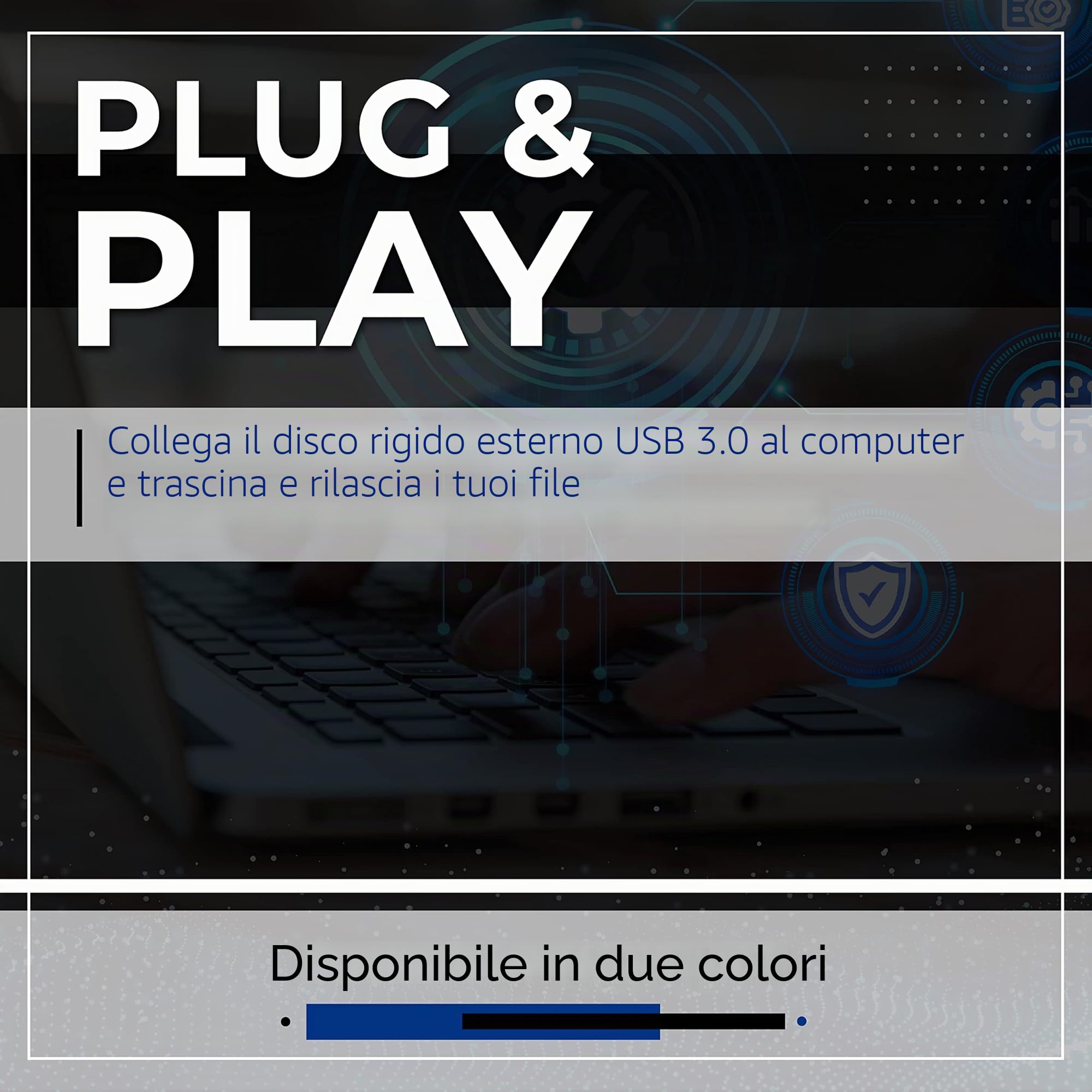 SUHSAI Disco rigido esterno portatile da 500GB, formato tascabile da 2,5 pollici, USB 3.0, per backup e archiviazione, compatibile con Mac, PC, laptop e console di gioco (blu)