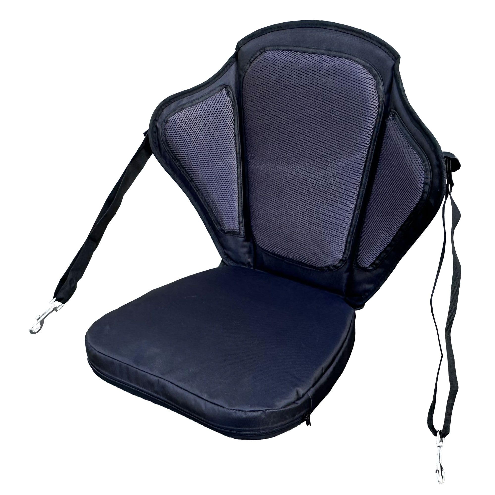 Premium Kajak Sitz gepolstert mit Rückenlehne & Tasche – Spinera Foam Seat 5,5 cm dick – für SUP, Angelkajak & Touring – Verstellbare Gurte, Mesh Rückenpolster, Universal Sitz