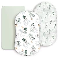 Vista 21 de GRSSDER Juego de sábanas ajustables ultra suaves para moisés, 3 unidades, ajuste universal para moisés, cuna, cesta de moisés, colchón ovalado