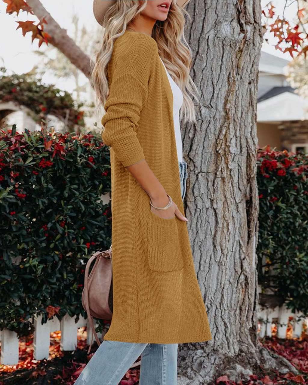 Amarmia Womens Long Sleeve Open Front Cardigan Sweater Lightweight Knit Casual Loose Fit Sweaters Outerwear with Pockets - Image 2