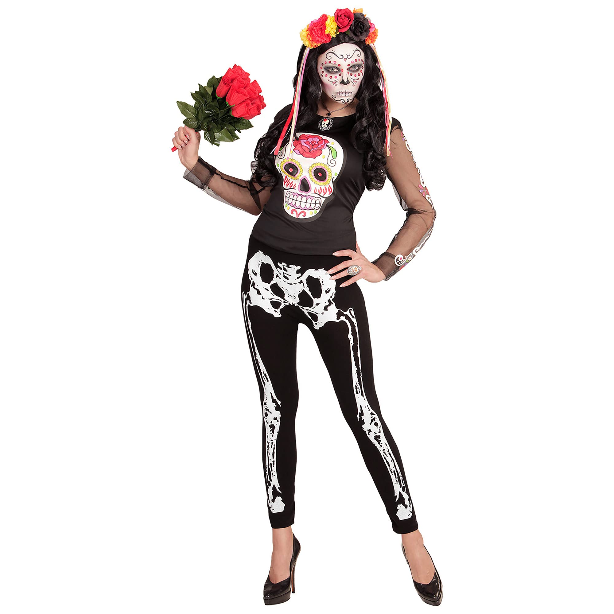W WIDMANN MILANO Party Fashion - Leggings squelette, 75 DEN, collants, pantalon pour Halloween