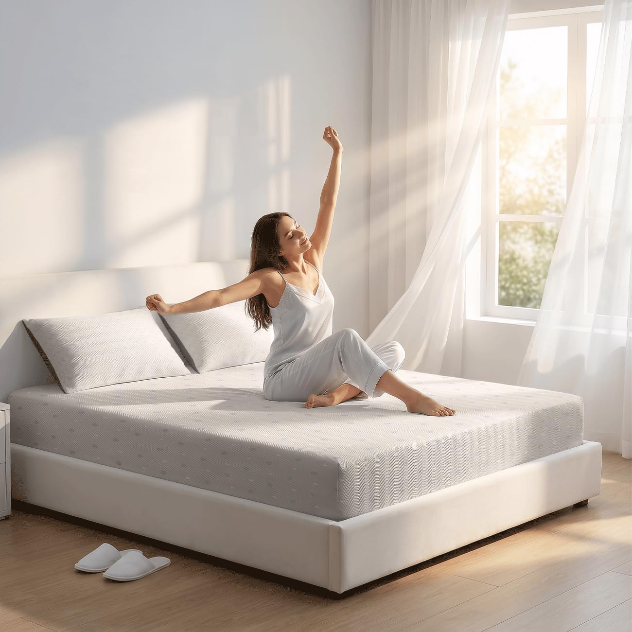 Lenzuolo Con Angoli Rinfrescante (Motivo pied de poule 7,180x200cm)