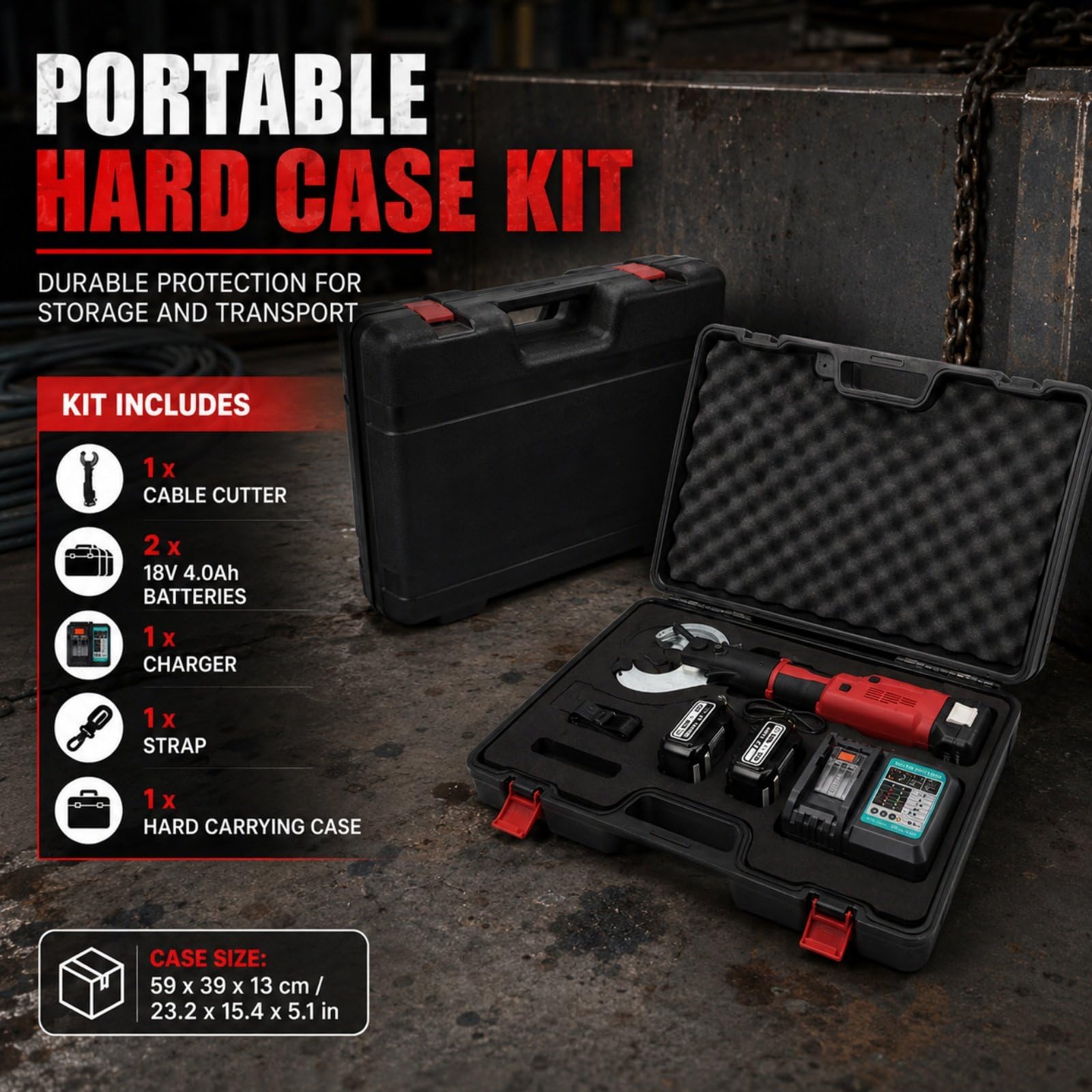 Cortacables a Batería 18V 4,0Ah, Fuerza Hidráulica 80KN