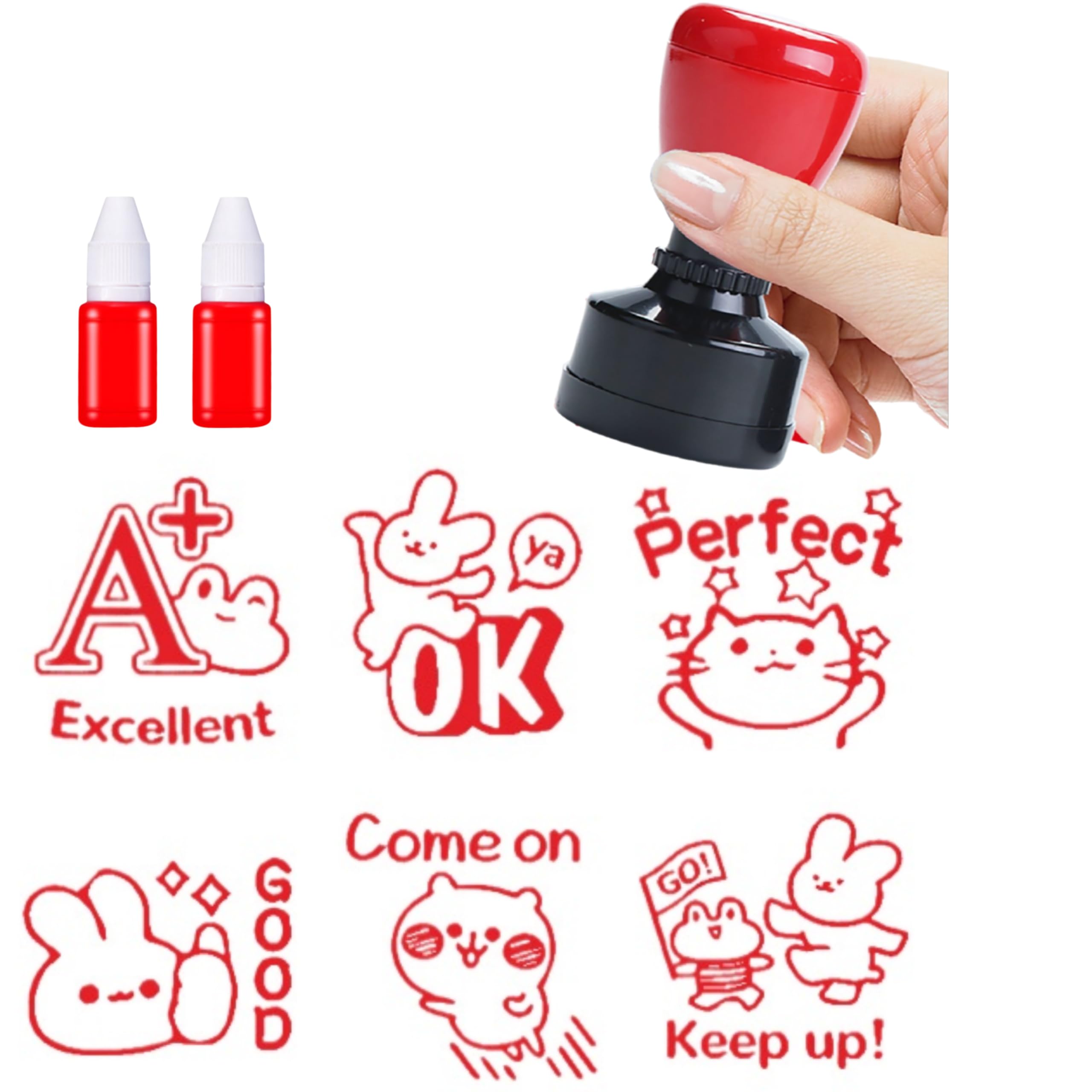 Amazon.co.jp: 英語教師用スタンプ ゴム印 ハンドル付き 30mm