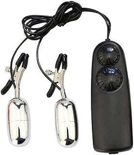 Electric Nipple Clamps, Nipple Clamps for Sex Pleasure, Adjustable Non Piercing Nipple Clamps, Suitable for Ladies Own Use and Flirting with Couples (Silver)