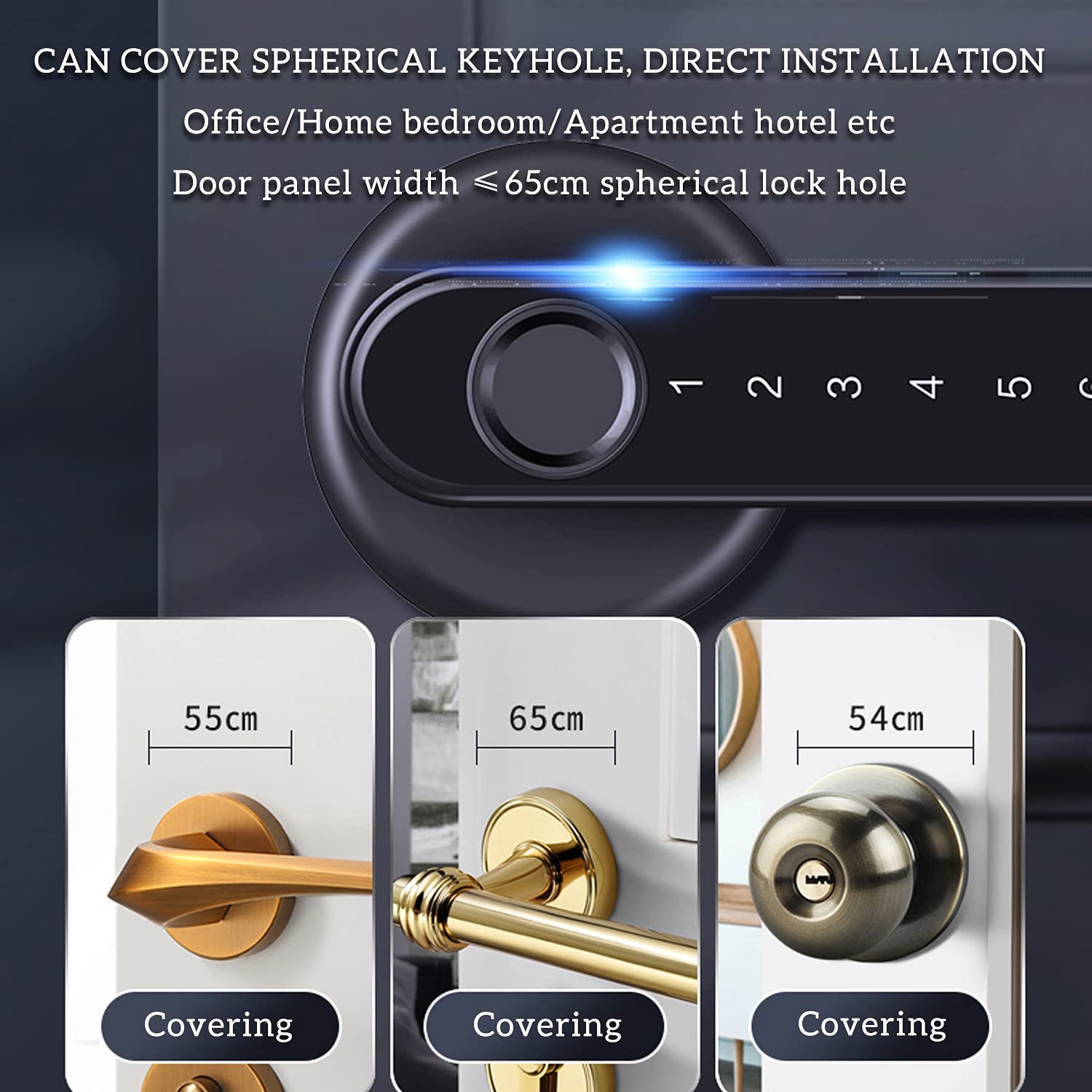 SISAV Fingerprint Door Lock keyless Entry Door Lock with USB Charging and keypad biometric Door Lock Smart Door Handle Lock Suitable for bedrooms Offices and Other Private Spaces(Black) - Image 4