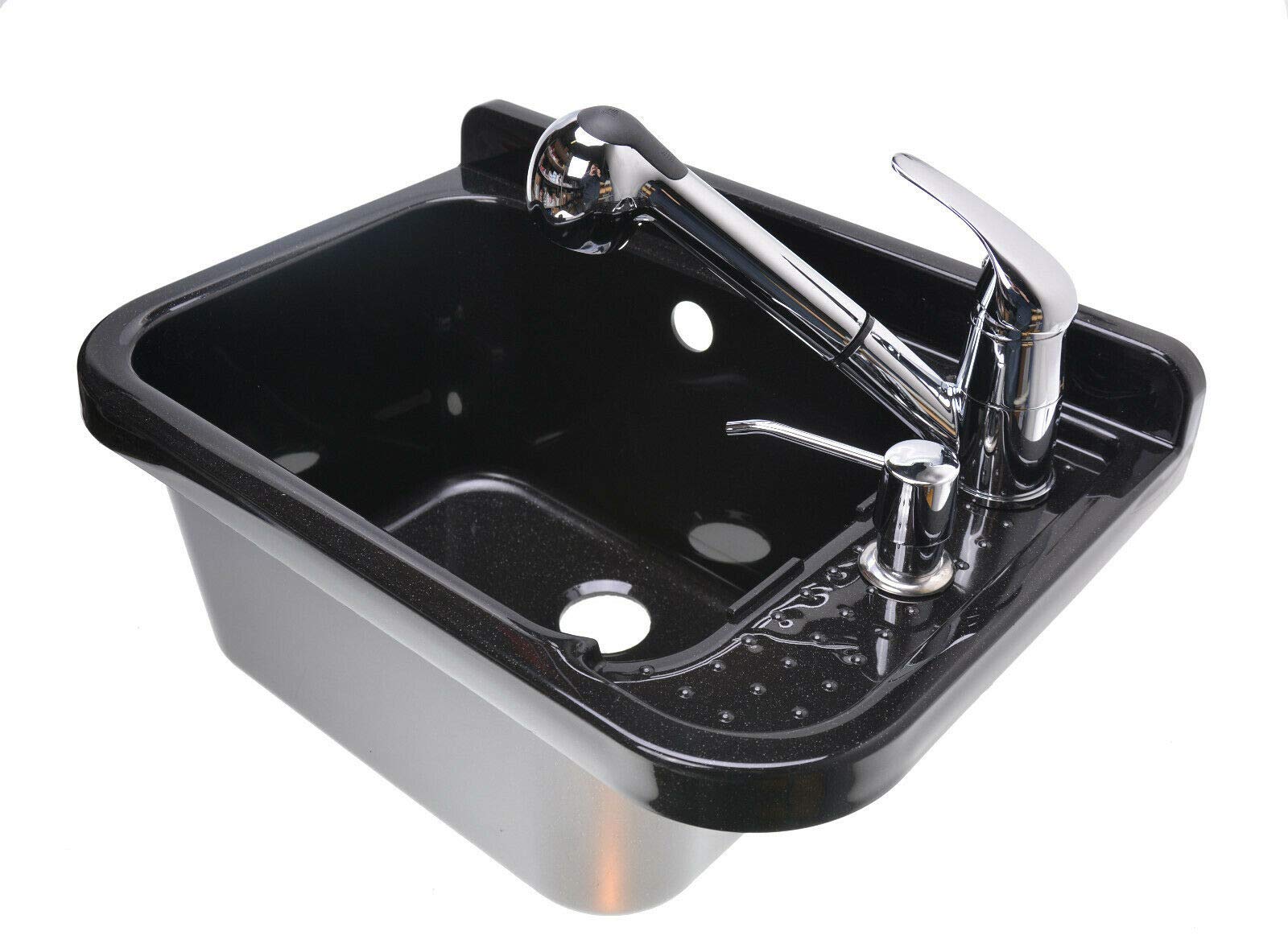 Set lavandino 50 cm, colore nero, con miscelatore estraibile