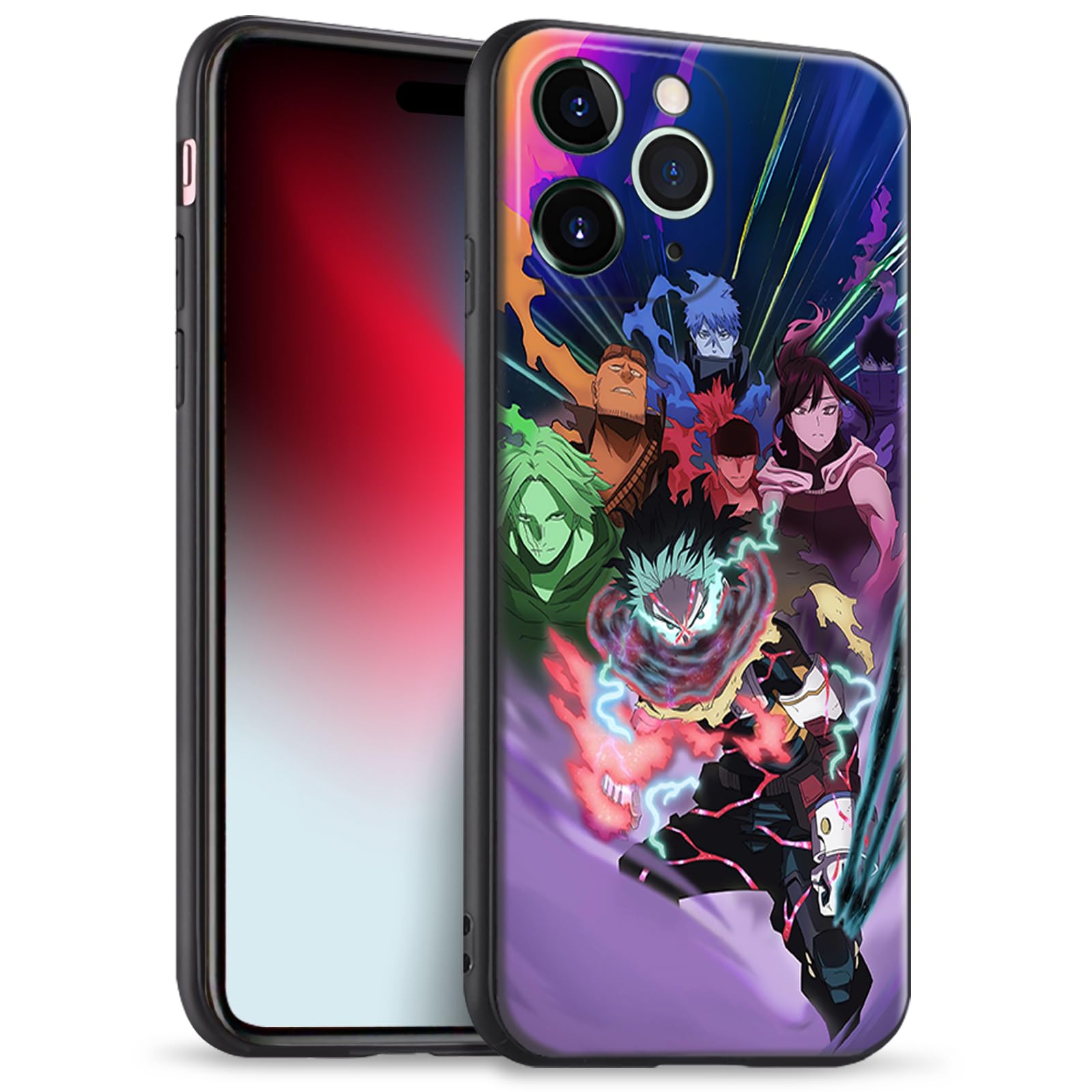Izuku and One for All MHA Anime Phone Case - Soft Silicone Cover, Stylish Manga Design Pattern for iPhone 15 Pro Max