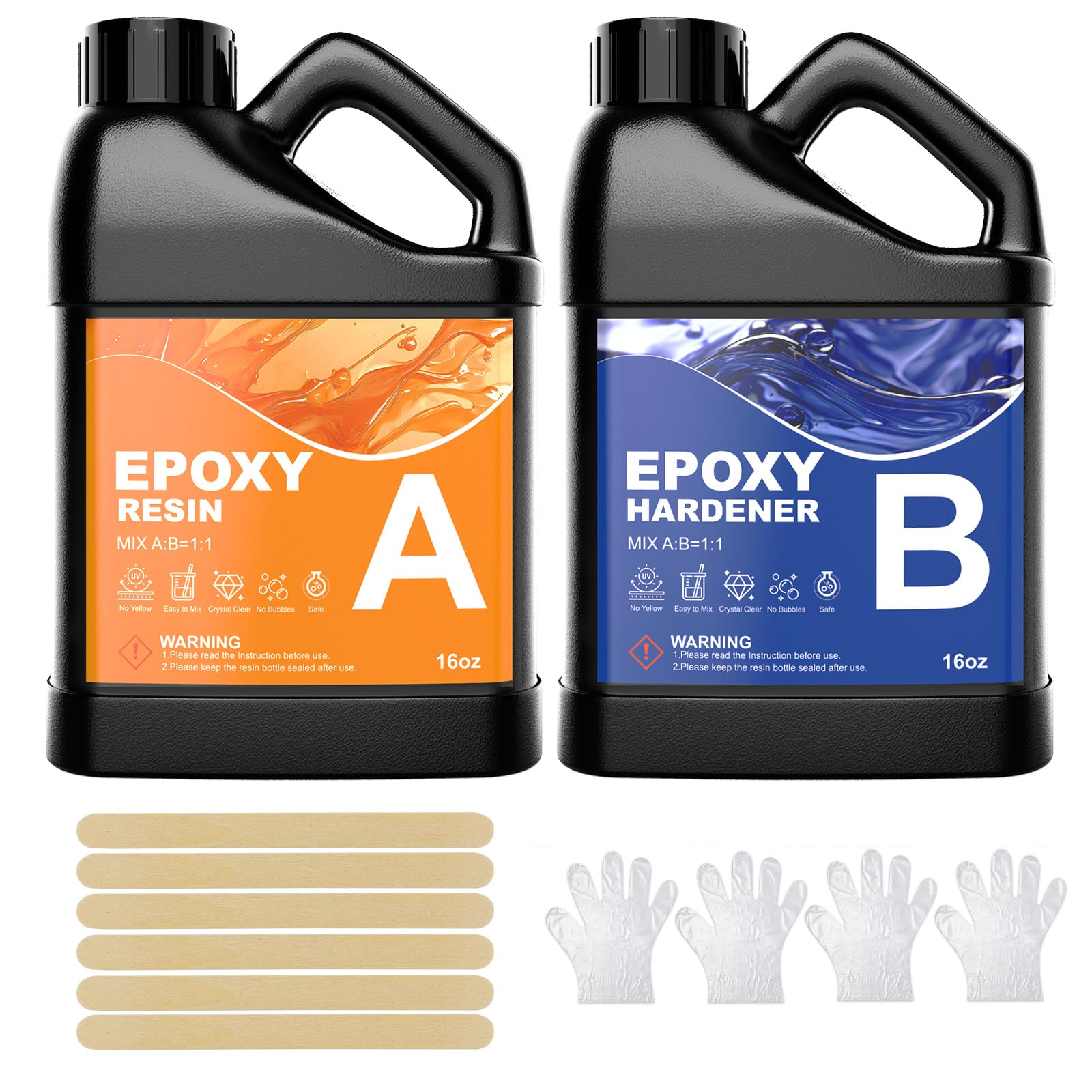Resina Epoxy Transparente y Endurecedor, 948ml / 32oz Resina epoxi transparente, proporción 1:1 Recubrimiento de resina epoxi cristalina para joyas, moldes, mesas, creaciones artísticas