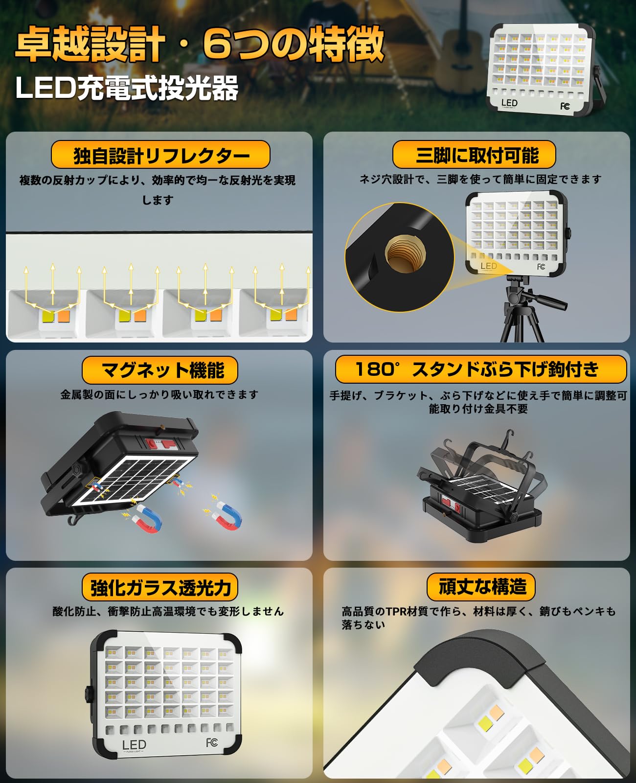Amazon.co.jp: 【業界新登場・LED強化版】TANKAO 投光器 充電式