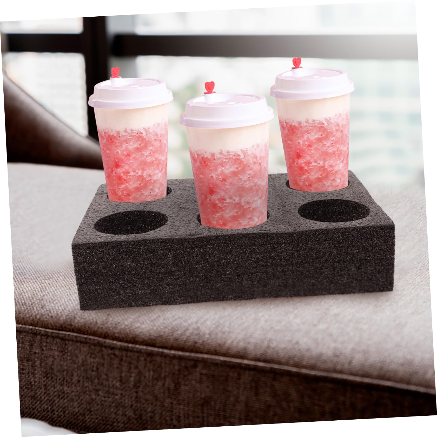 Support Porte-tasse en Éponge Perle Noir 2pcs pour 6 Gobelets Anti-chute et Absorbeur de Chocs pour Cafés et Salons de Thé