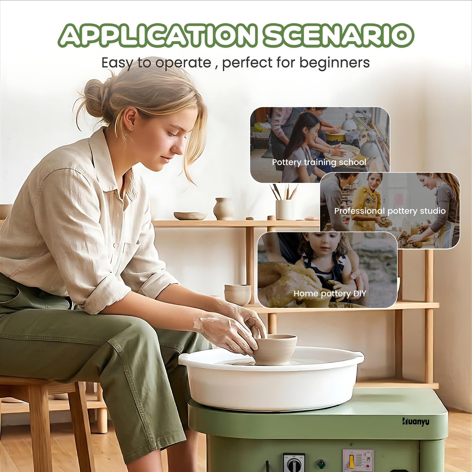 Huanyu Ceramiczna maszyna z kółkiem ceramicznym, 9-13/16 cali z pedałem nożnym, elektryczna maszyna do ceramiki z odpinaną umywalką, do studia garncarskiego, domu, ceramiki, do szkoły, na Boże Narodzenie, 110 V dla nastolatków)
