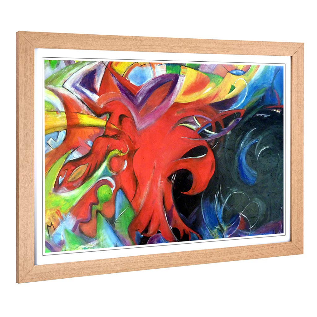 Big Box Art Framed Print of Franz Marc Fighting Forms 2 Design | Wall Art Picture | Home Decor for Kitchen, Living, Dining Room, Bedroom, Hallway, Office, Oak, A2 / 24.5x18 Inch / 62x45cm