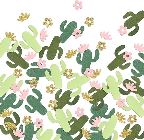 Confeti de cactus suculentas, decoración de mesa para baby shower, niñas, decoración de mesa con purpurina dorada, dispersión de flores rosas,