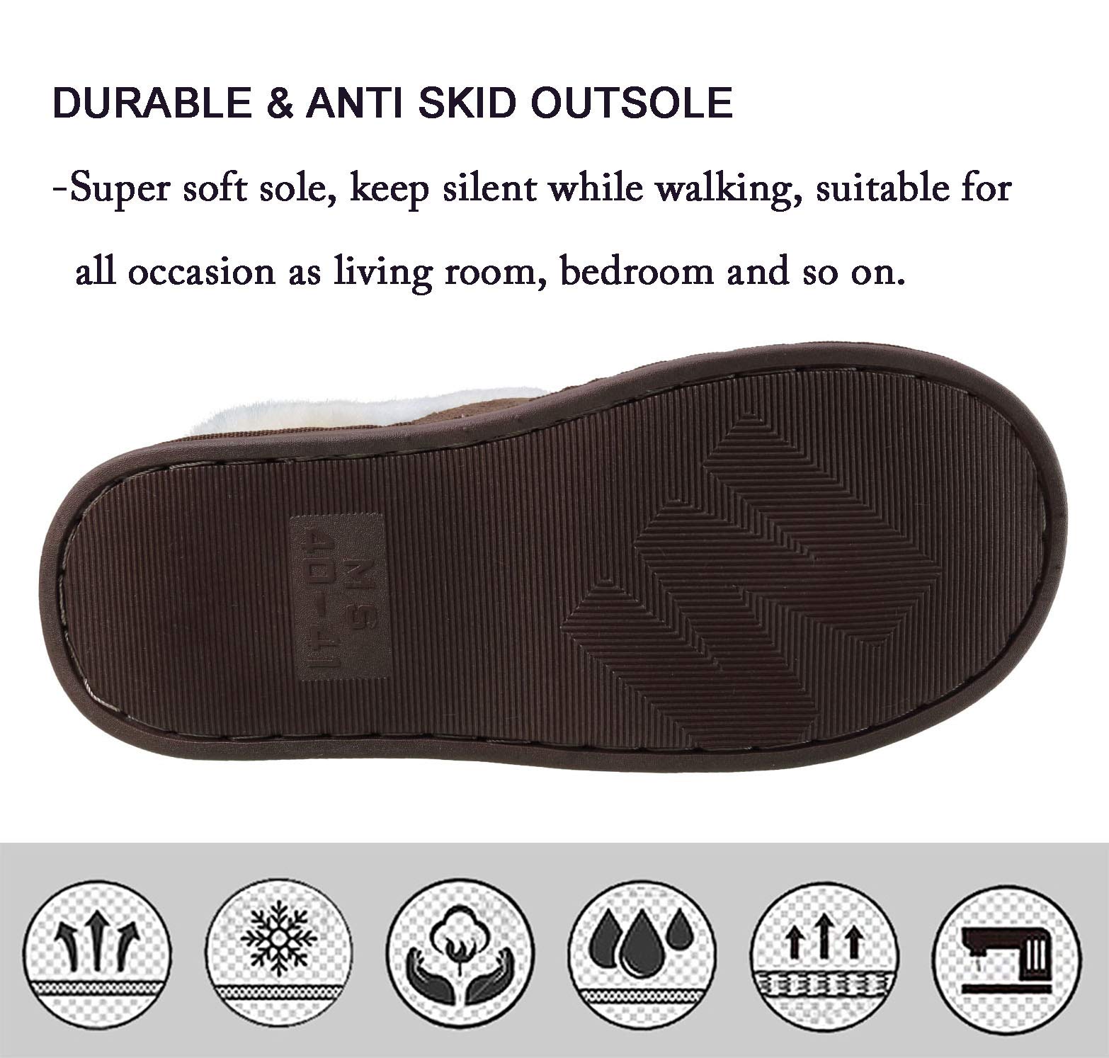 Inverno Pantofole Scamosciate da Donna Morbido Antiscivolo Scarpe Caldo Peluche Uomo Accogliente Memoria Schiuma Pantofole da Casa 34-45EU