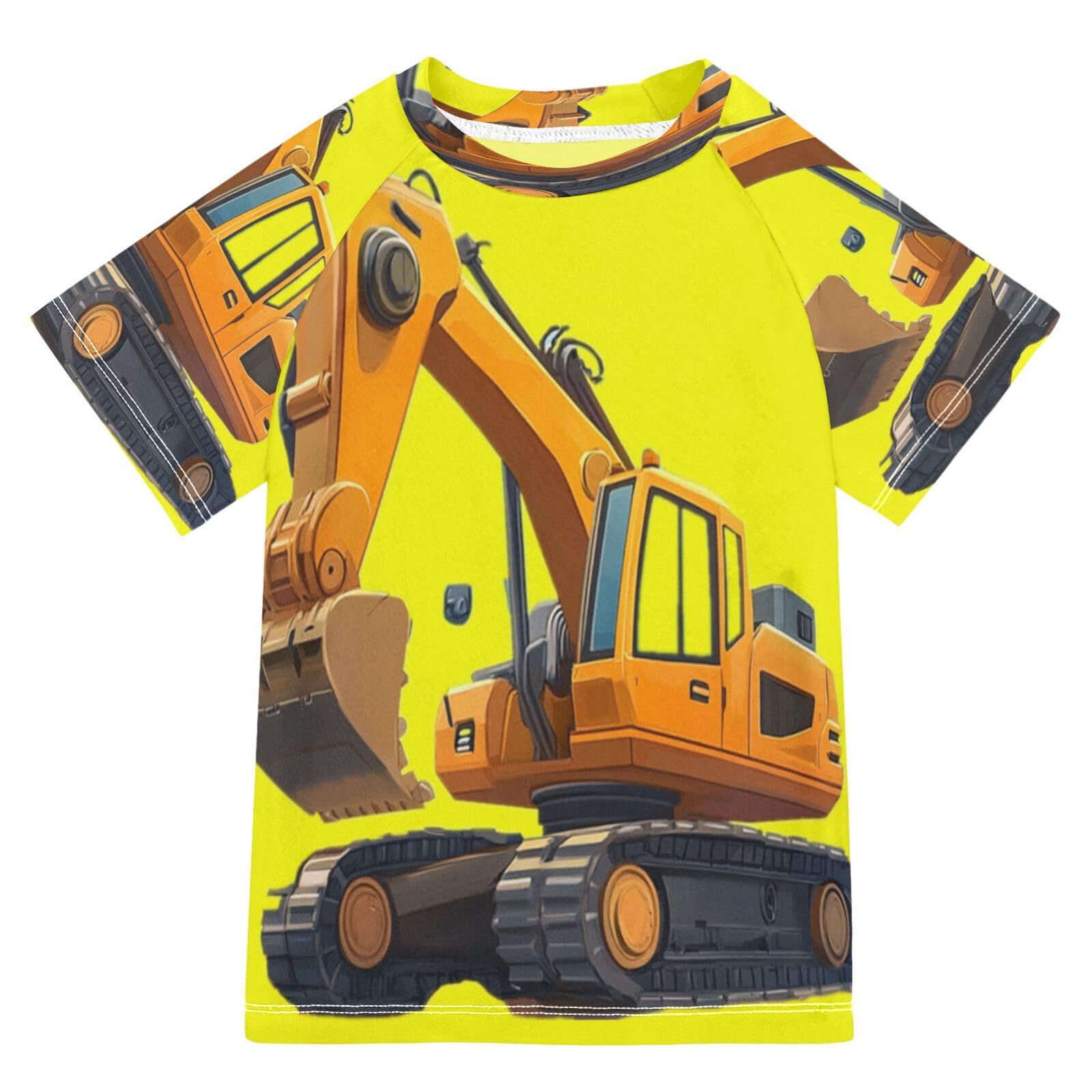 MNSRUU Toddler Boy Rash Guard Short Sleeve Swim Shirt Cartoon Truck Print Rashguard 9-10T Beach Shirts Quick Dry,1