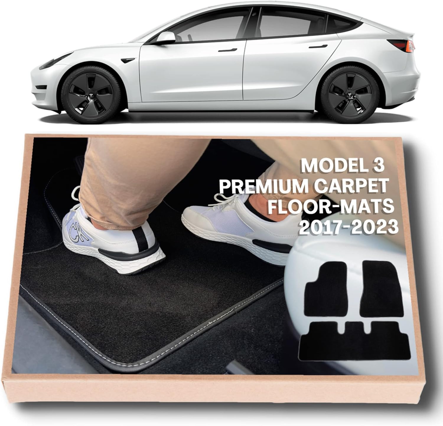 AUTOCARPET Tesla Model 3 Floor mats Premium Carpet Floor