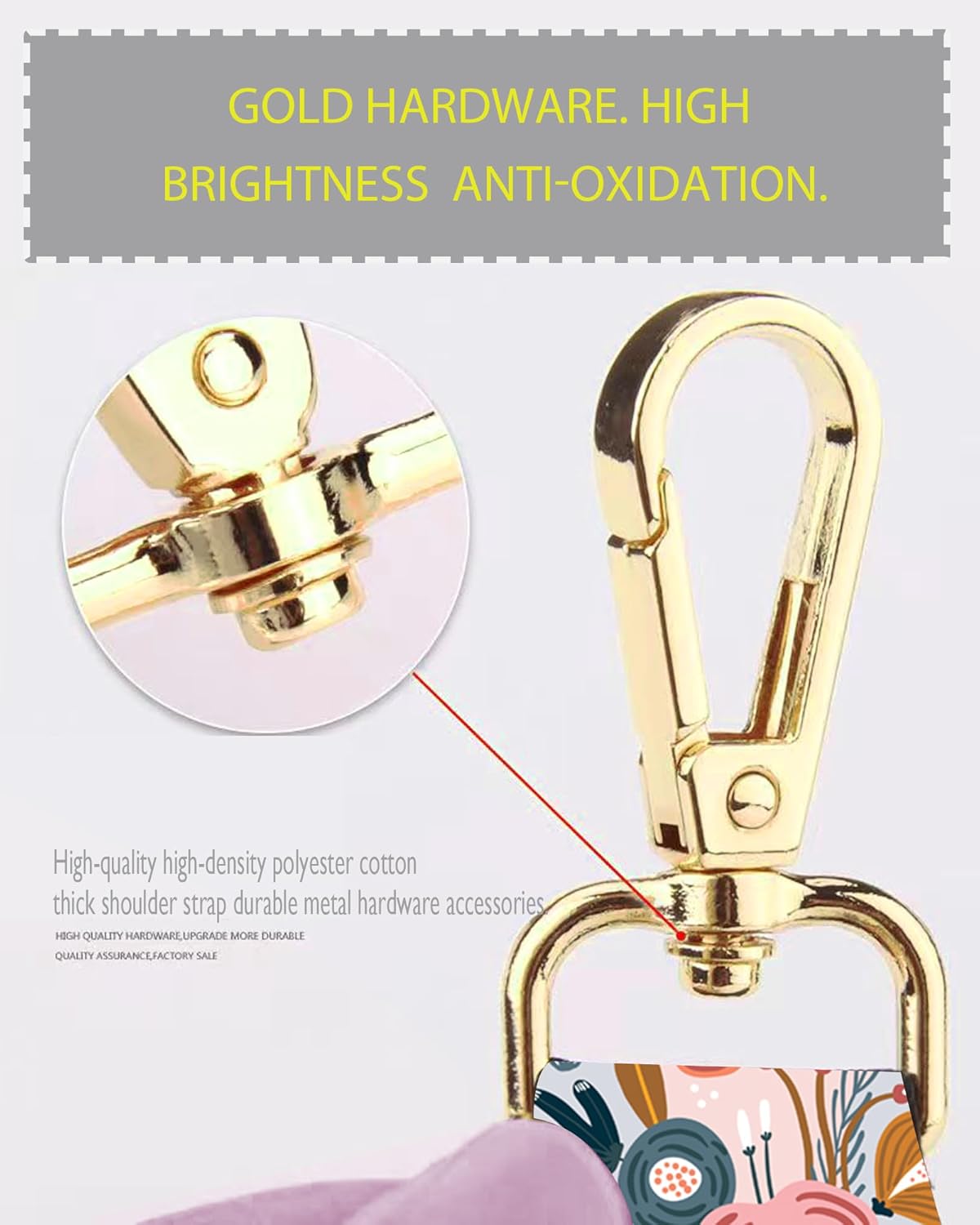 Purse Strap Replacement Belt Crossbody 1.5" Wide Golden Buckle Cute Shoulder Strap Durable Adjustable Guitar Straps for Canvas Bag Handbag Cute Blue Floral - Image 2