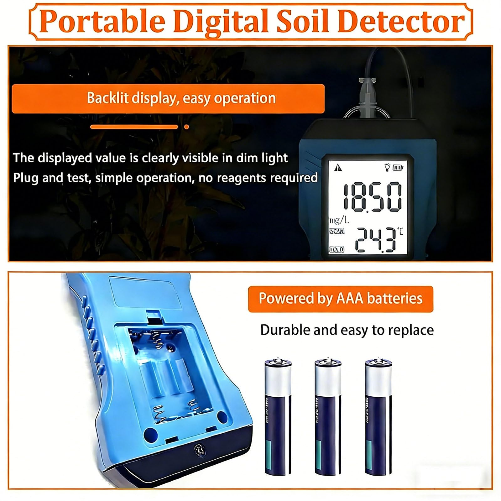 Tester per suolo 7 in 1, NPK, pH, umidità, misuratore CE, digitale ad alta precisione, test di fertilità del suolo per giardino