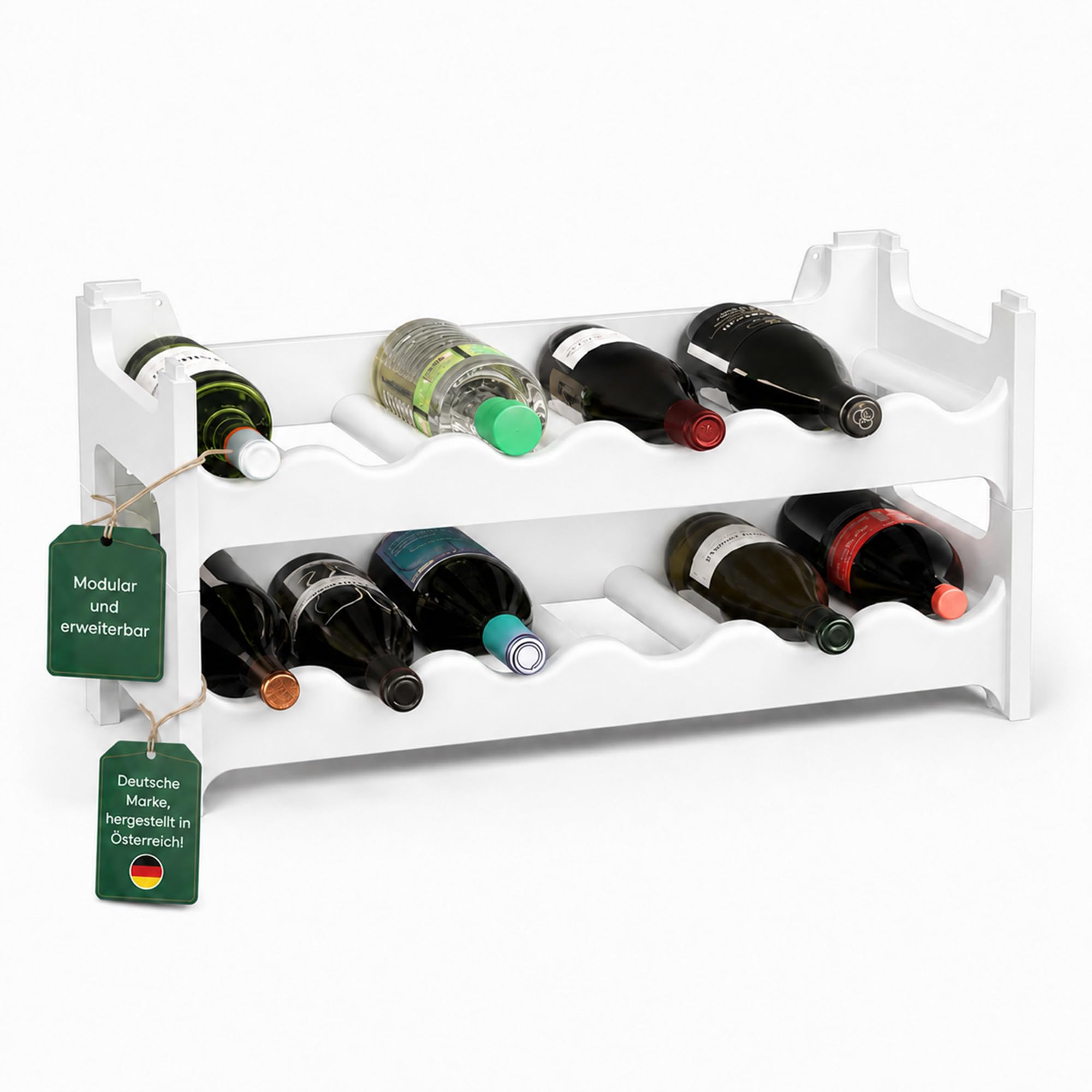 ARTECSIS® Weinregal stapelbar & modular erweiterbar Kunststoff für 12-72 Weinflaschen - Stabiles Flaschenregal & Getränkeregal Gastronomie-Qualität - Flaschen Weinständer & Weinflaschenhalter