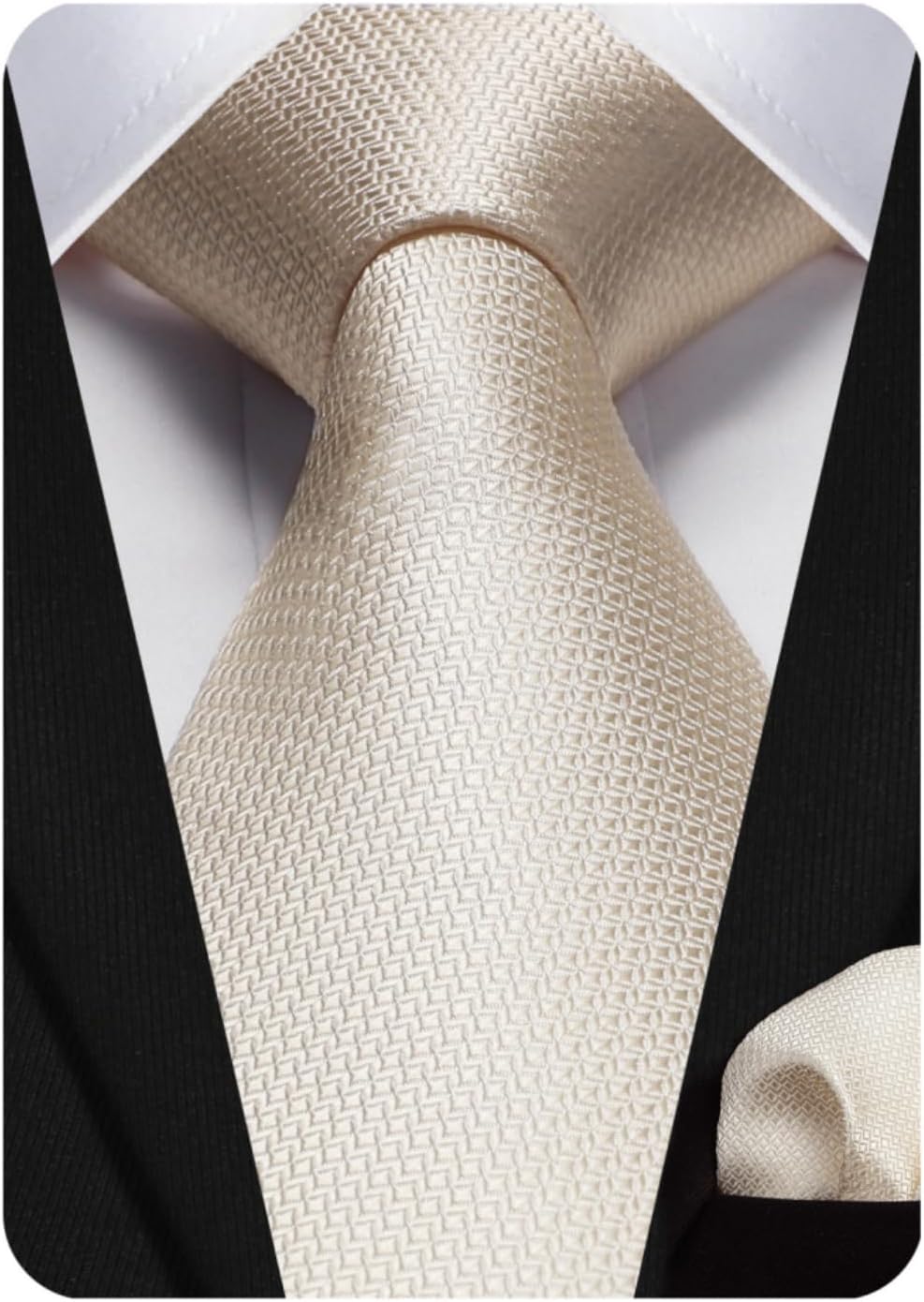 HISDERN Plaid Checkered Tie Handkerchief Woven Classic Formal Men's Necktie & Pocket Square Set