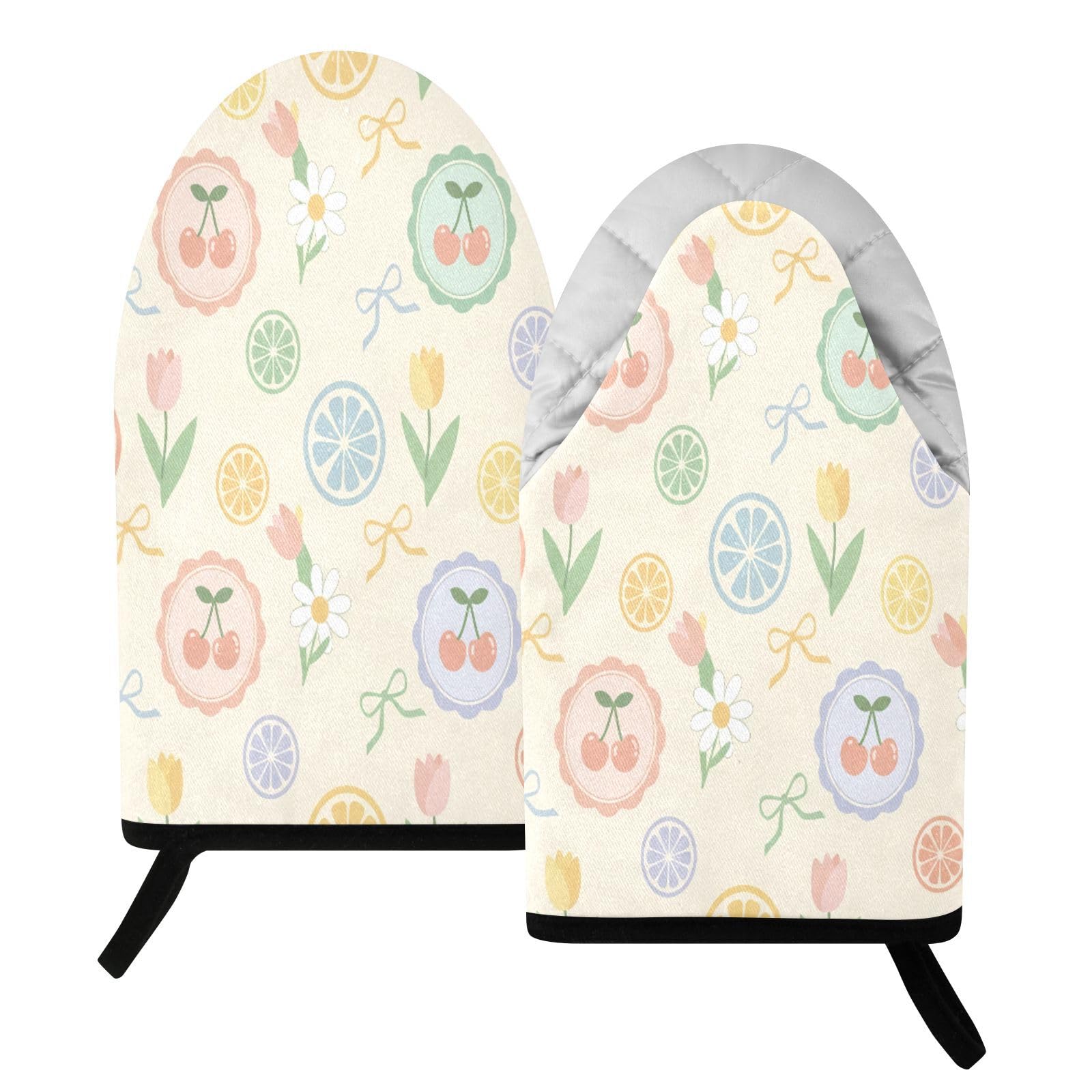 BURSTDDY Bowknot Fruit Oven Mitt,Heat Resistant Kitchen Mitts for Cooking