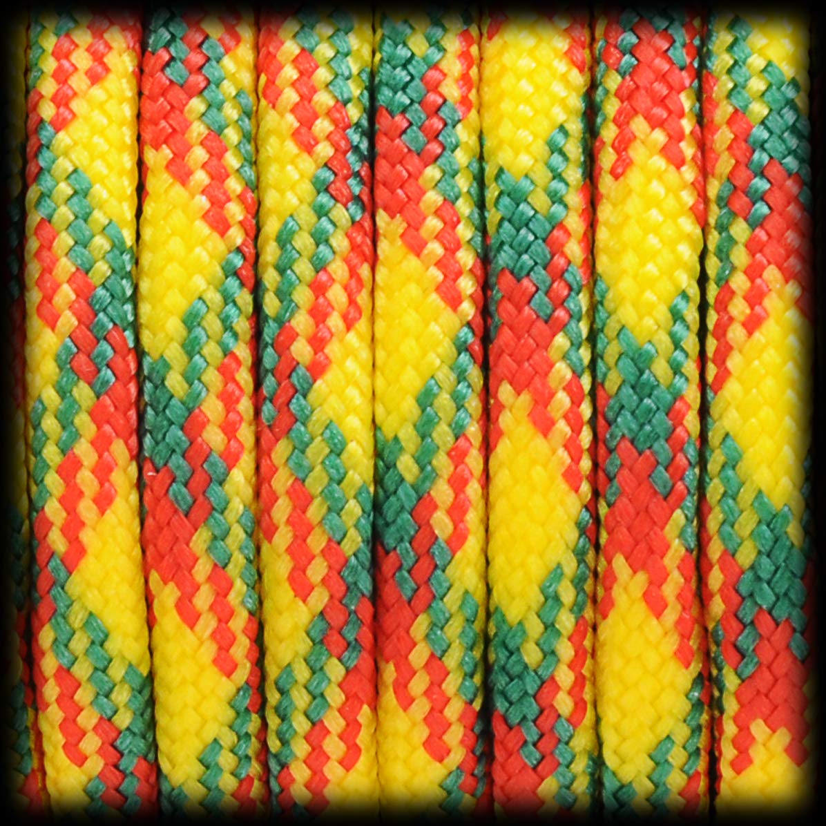 Ganzoo Corde Paracord 550 – 30 M, 4 Mm, 7 Brins, Charge 250 Kg – Jaune/rouge Style Fire – Pour Bracelets, Laisses, Camping, Survie