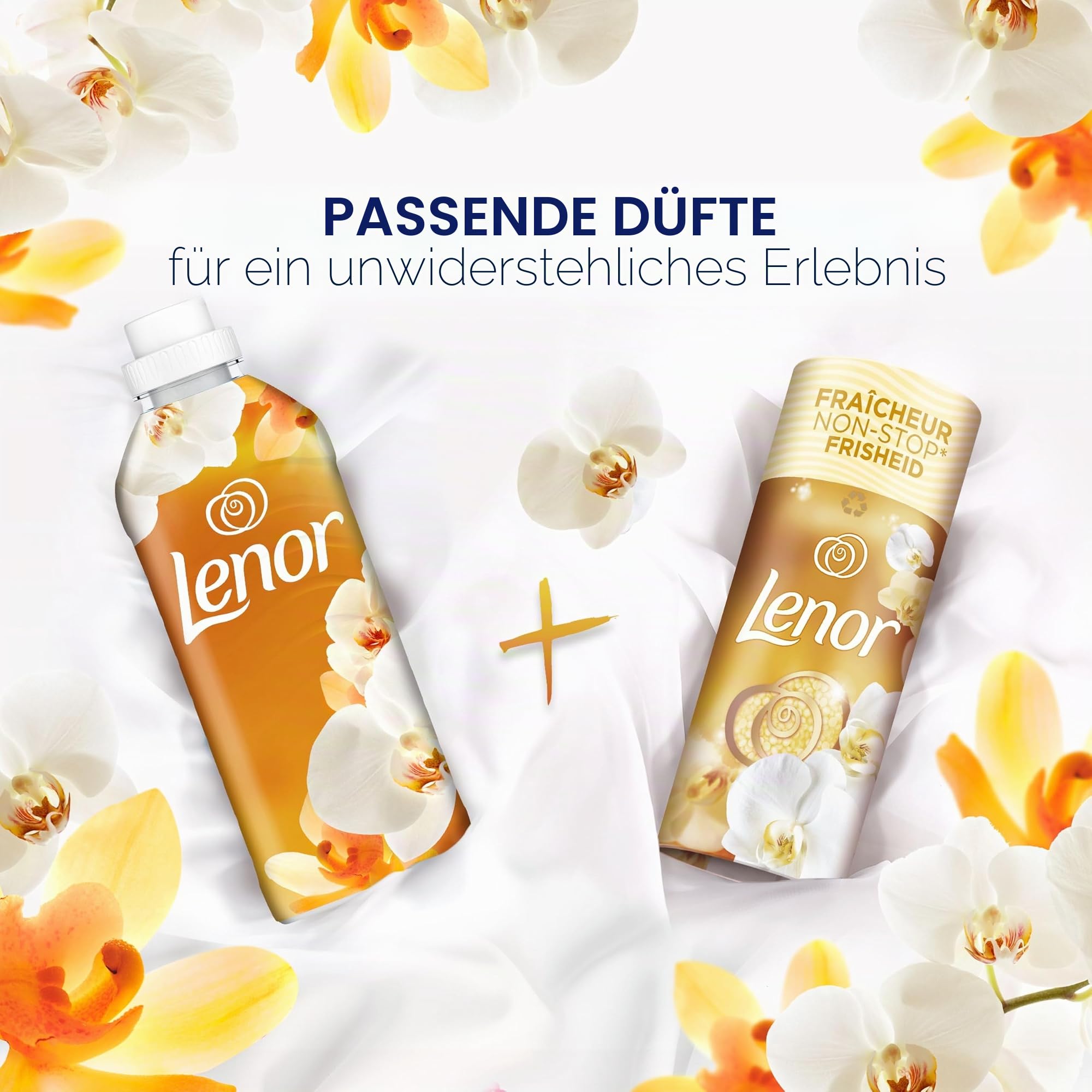 Lenor Weichspüler 56 Wäschen, Bernstein & Orchide, Wellness-Kollektion, Mit Einem Flügel Ätherisches Öl