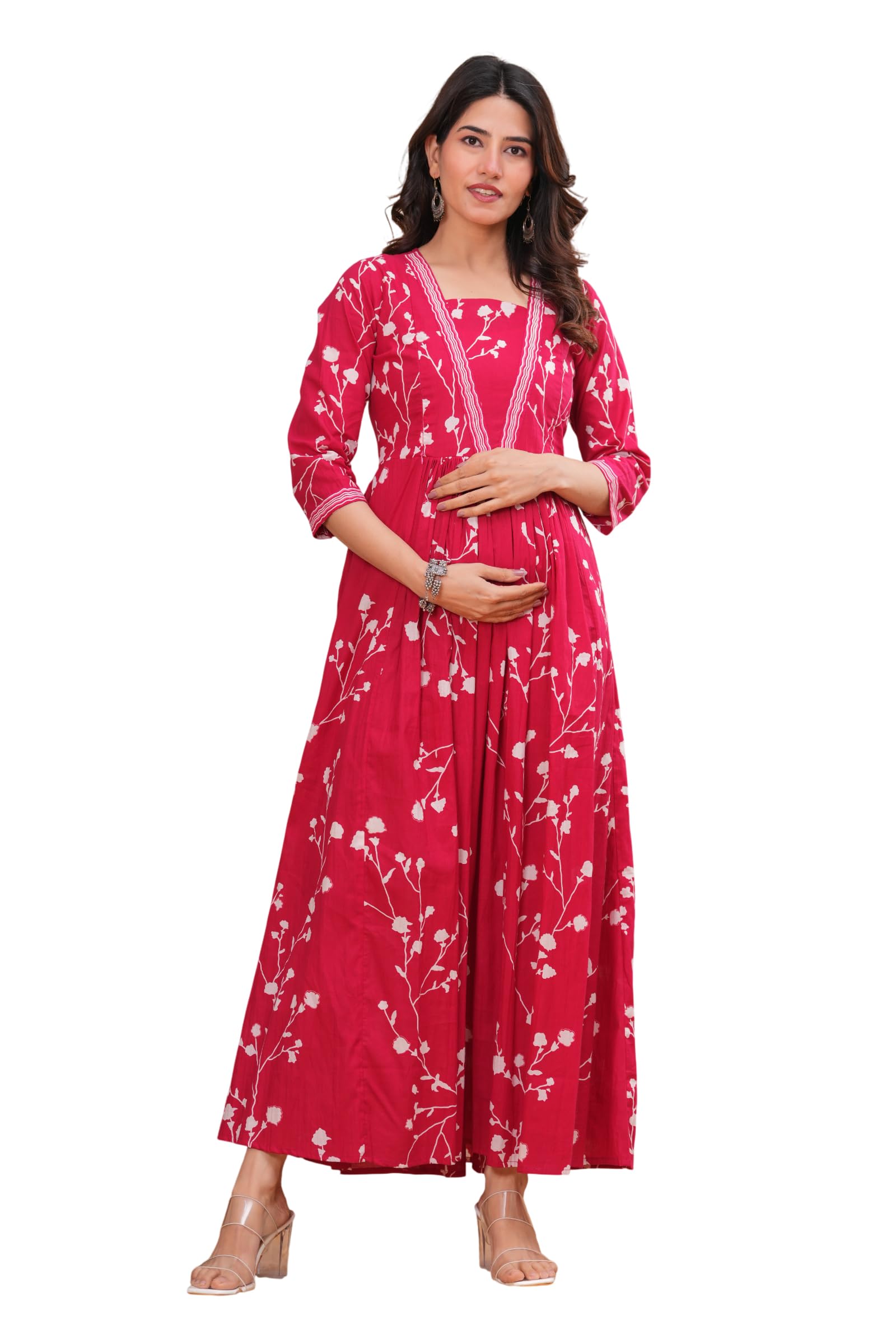 Rayon Women's Anarkali Maternity Feeding Kurti/Kurta with Zipper| Comfortable & Elegant Pre and Post Pregnancy Kurti Dress/Kurta Dress-image-29