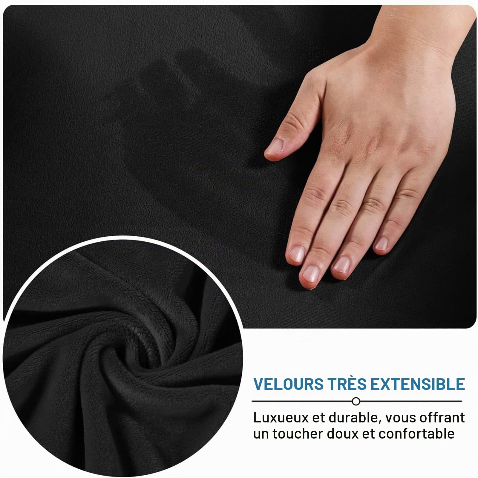 Housse de Chaise de Bureau avec Accoudoir Peluche Velours Couleur Unie,Housse pour Chaise Tissu élastique Amovible et Résistante pour Fauteuil de Bureau Rotatif Chaise,Noir - XL