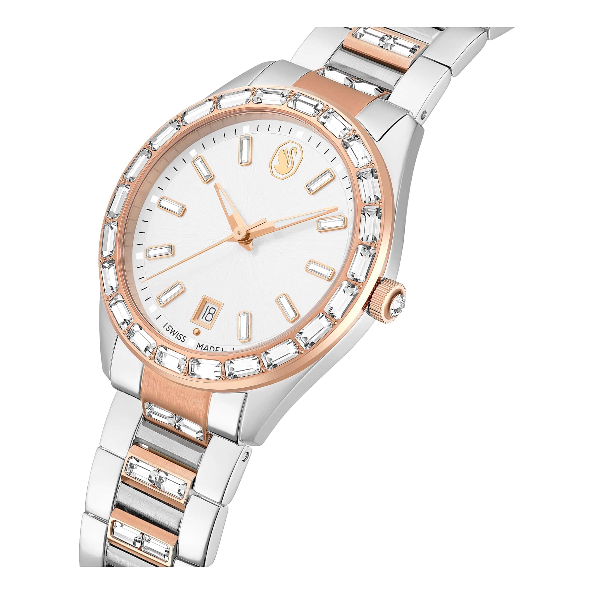 Swarovski Matrix Kollektion Date Uhr, Swiss Made, Metal Armband