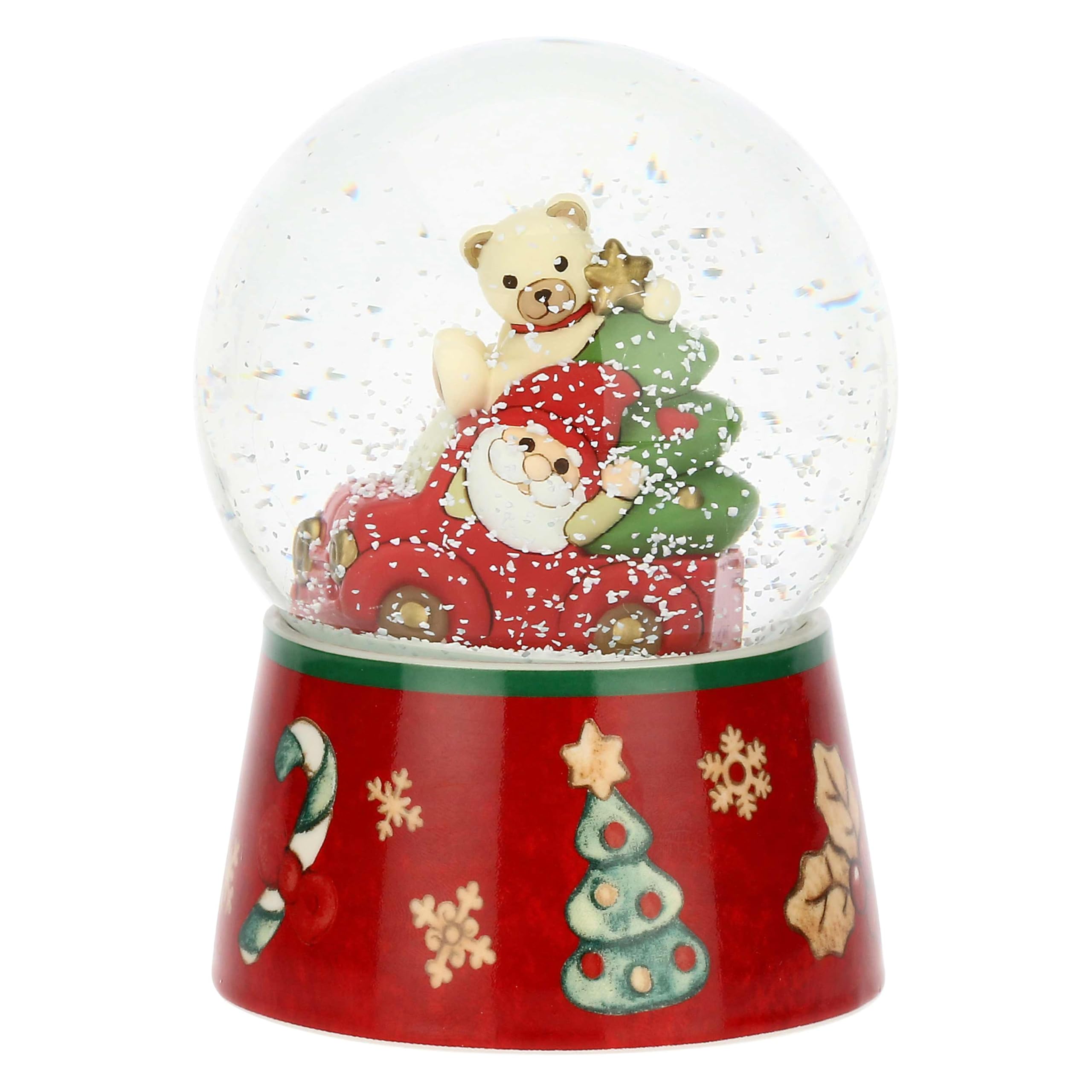 THUN, Boule De Neige Gnomo Oliver E Teddy in Vetro e Ceramica di Alta Qualità, Versione Grande, Collezione Natale, Arredamento da Collezione, Idea Regalo per Natale, Ø 9,9 cm; 14 cm h