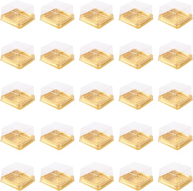DOITOOL 50 Pack Single Clear Plastic Mooncake Box with Transparent Lids, Square Moon Cake Trays Mooncake Packaging Boxes, Cookies Dome Box Transparent Dessert Boxes (5. 5cm x 5. 5cm x 4cm)