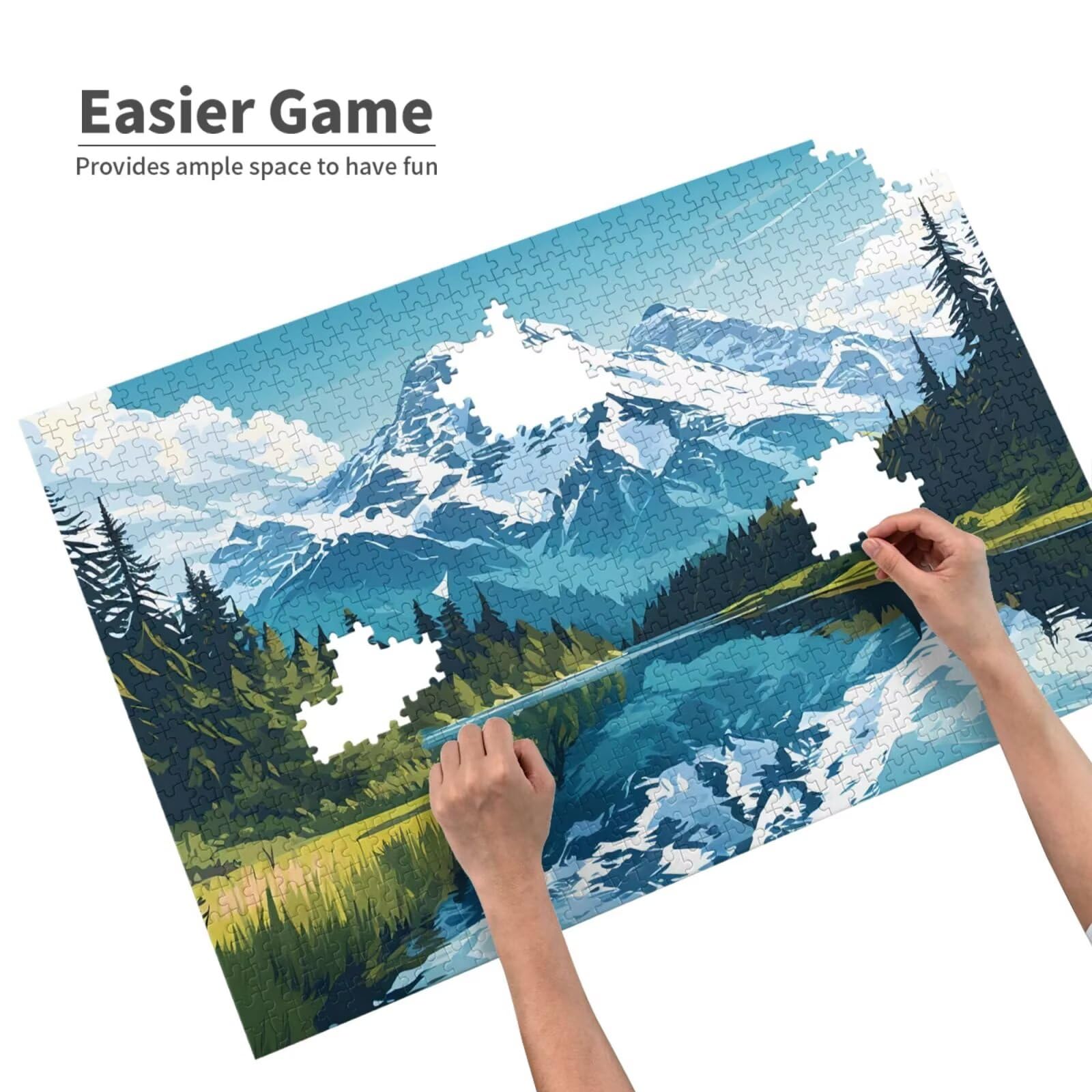 Puzzles Paisaje 1000 Adultos, Puzzle Montaña con Cajas y Cartel, Juego Clásico de Puzzle Arte para Entretenimiento Adultos, Regalos de Decoración del Hogar para Pasatiempos Creativos de Mujeres 2T-10