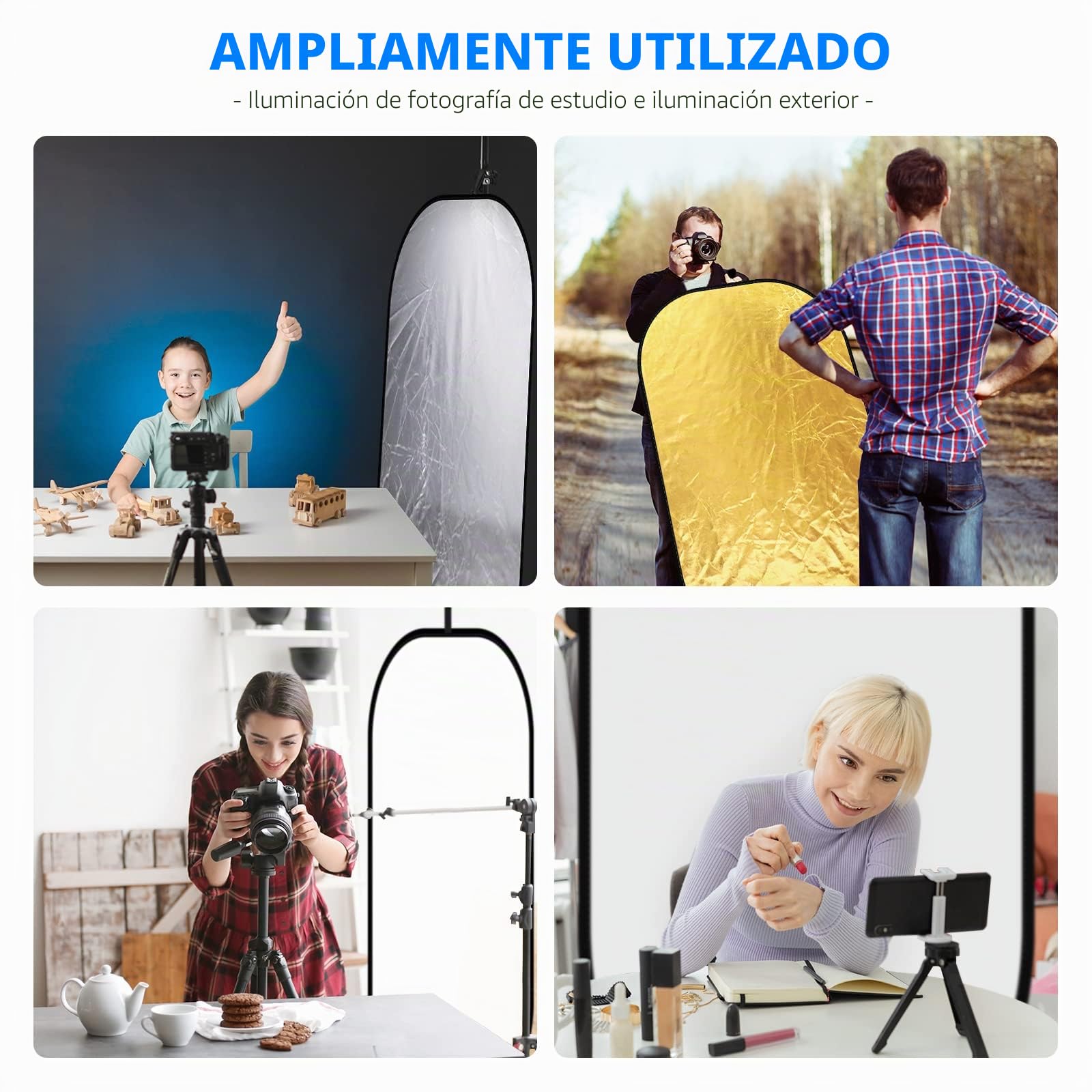 Neewer® Reflector de luz Ovalado 5 en 1, 120 x 180 cm, Plegable, Profesional, con Superficie translúcida, Plata, Negro, Oro, Blanco