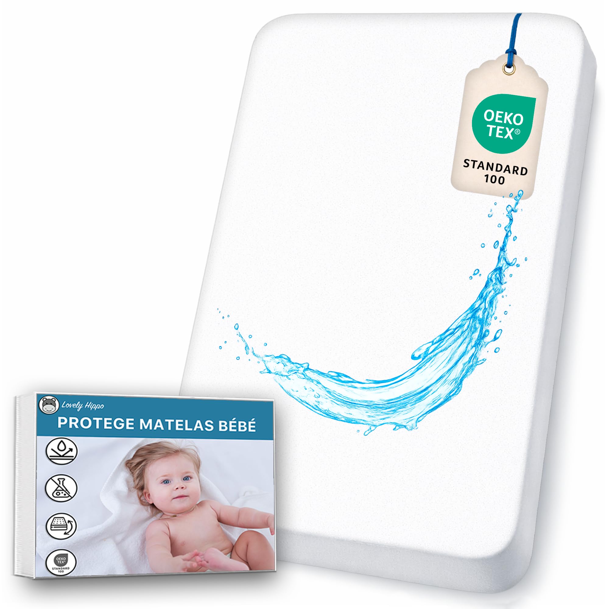 Protector Colchón Minicuna - Oeko-Tex - Cubrecolchón para minicuna Absorbente y Transpirable para bebé - sin Tratamiento y Impermeable (55 x 90 cm)
